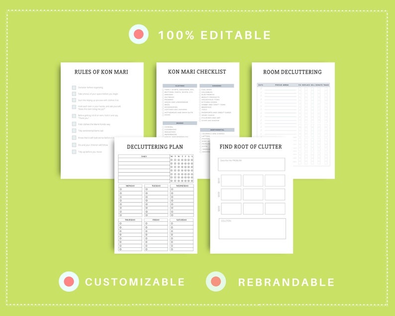 Editable Decluttering Template in Canva | Commercial Use