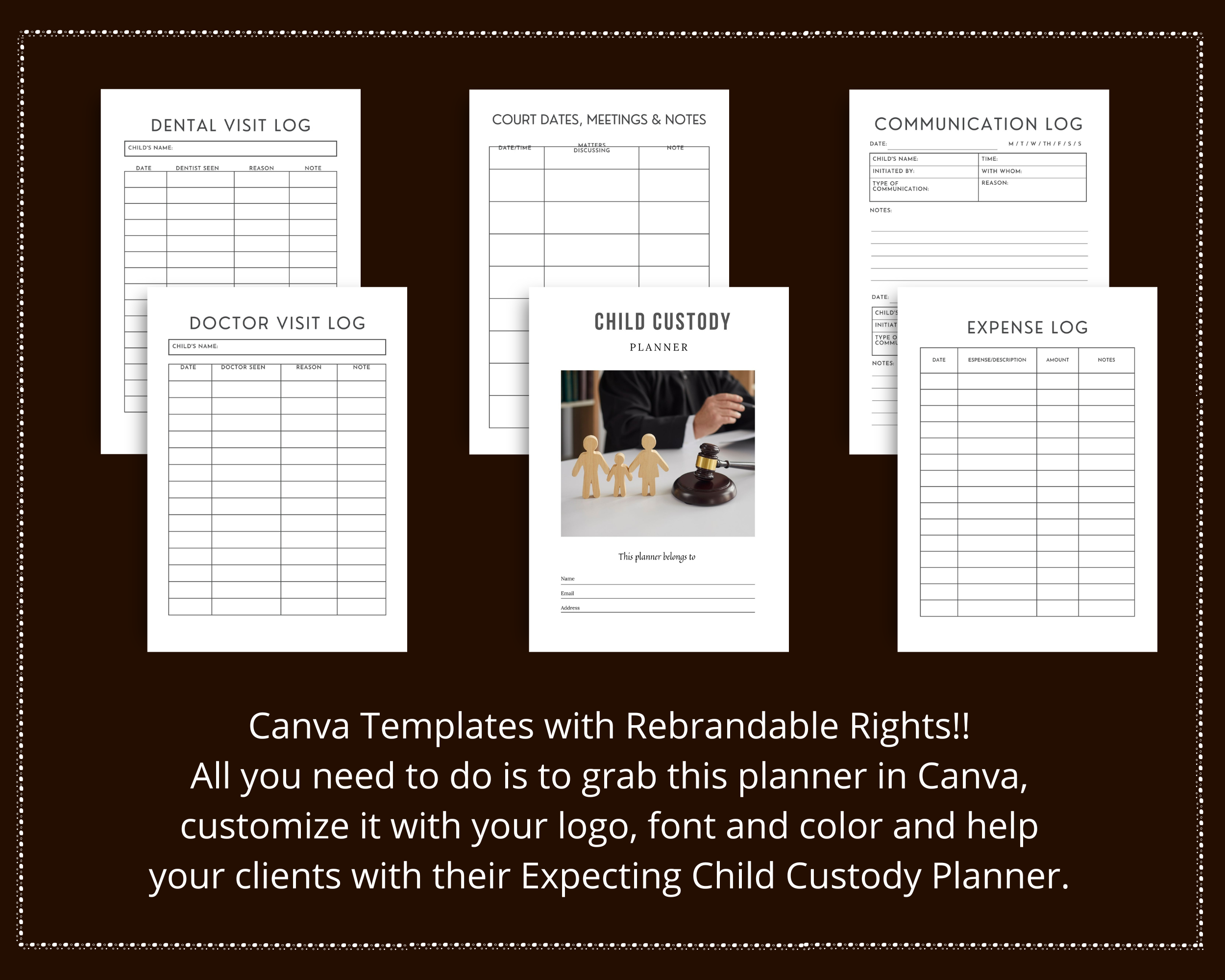 Editable Child Custody Planner in Canva | Canva Template Pack | Commercial Use