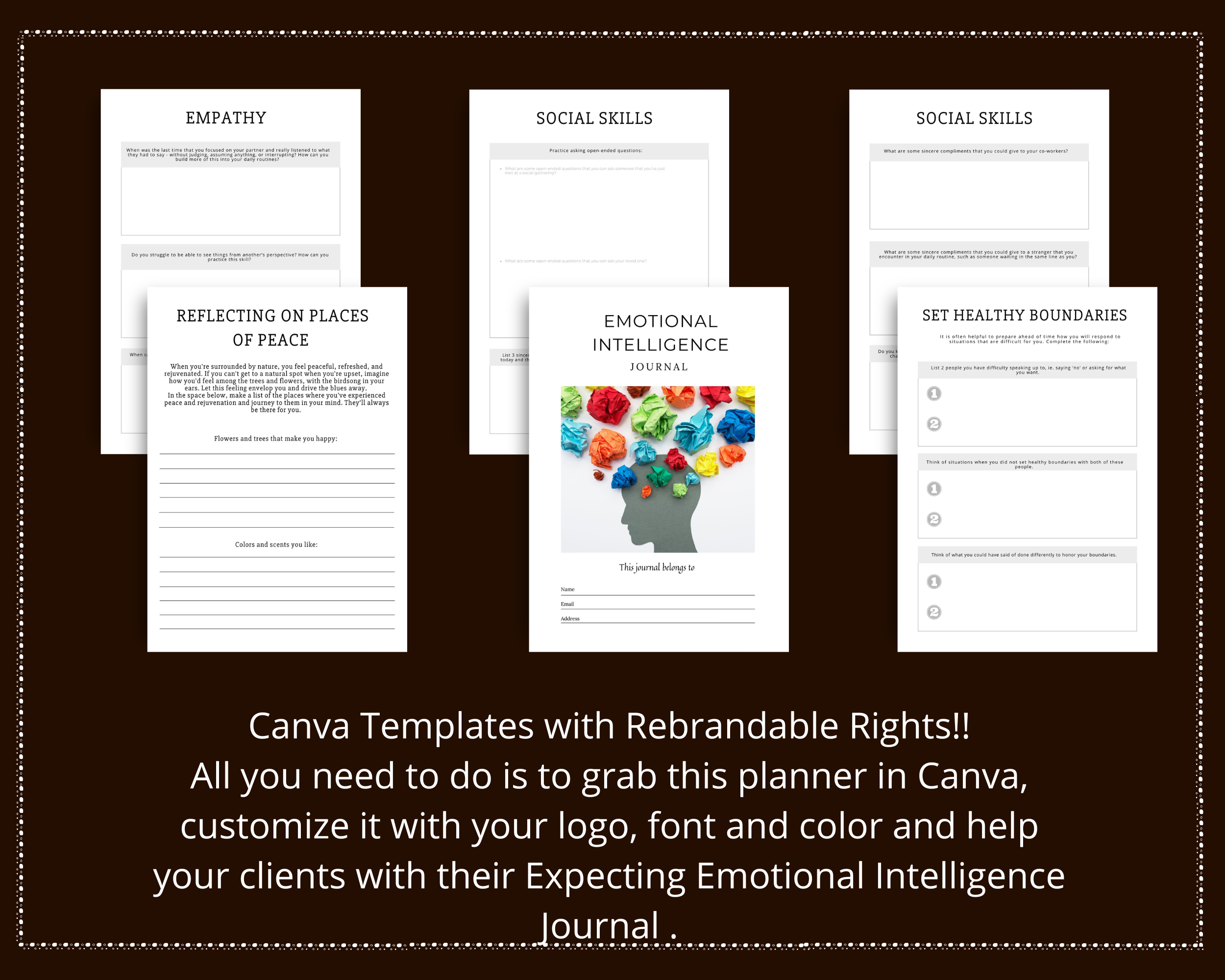 Editable Emotional Intelligence Journal in Canva | Commercial Use