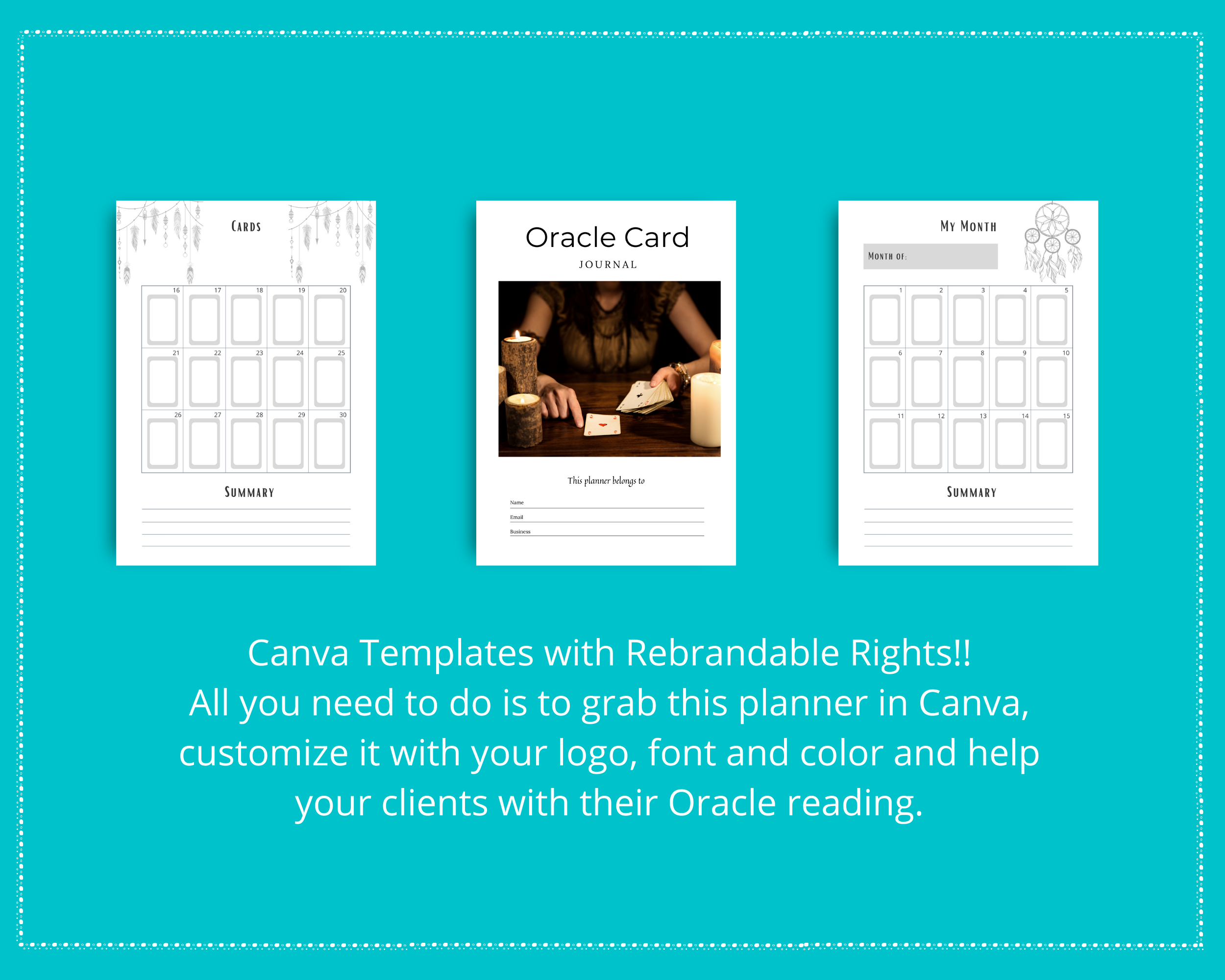 Editable Oracle Card Journal Templates in Canva | Commercial Use