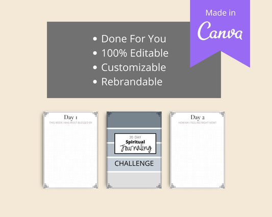 20 Day Spiritual Journaling | Editable Canva Template A4 Size