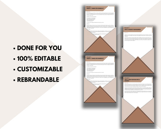 Editable 6-Step Guide To Turning Your Entrepreneurial Idea Into Success Emails | Email eCourse Template