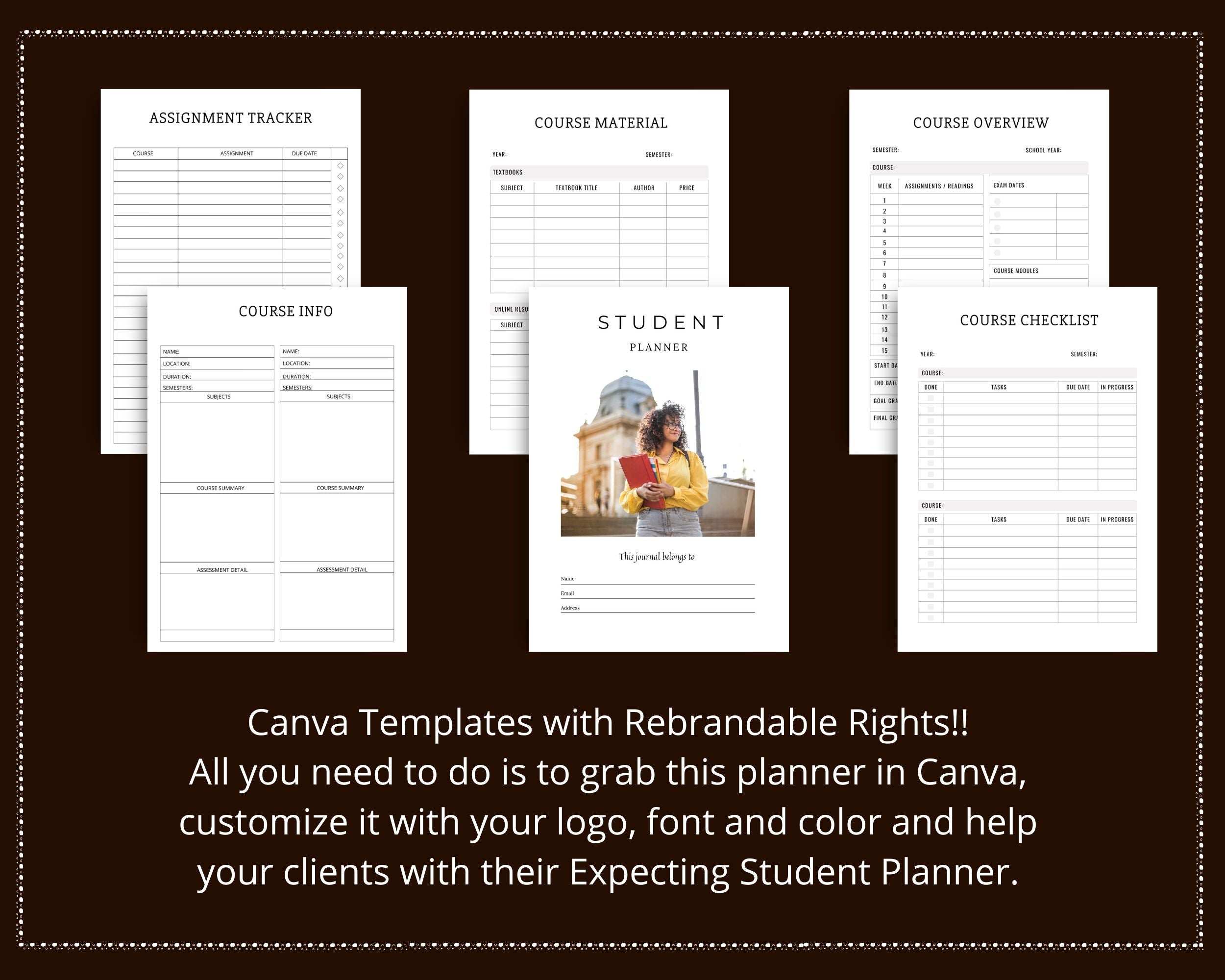 Editable Student Planner Templates in Canva | Commercial Use