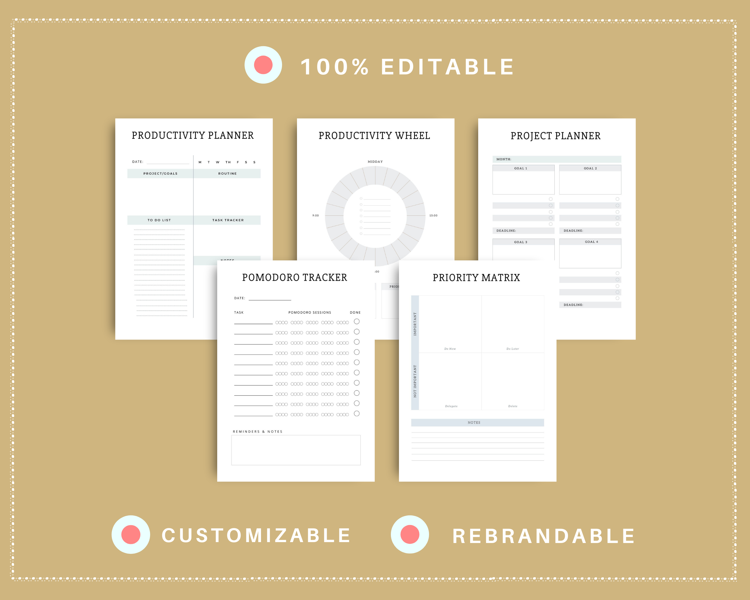 Editable To Do & Productivity Planner in Canva | Commercial Use