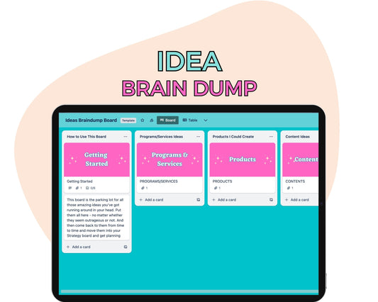 Idea Brain Dump Trello Board, Thought Organizer Workflow