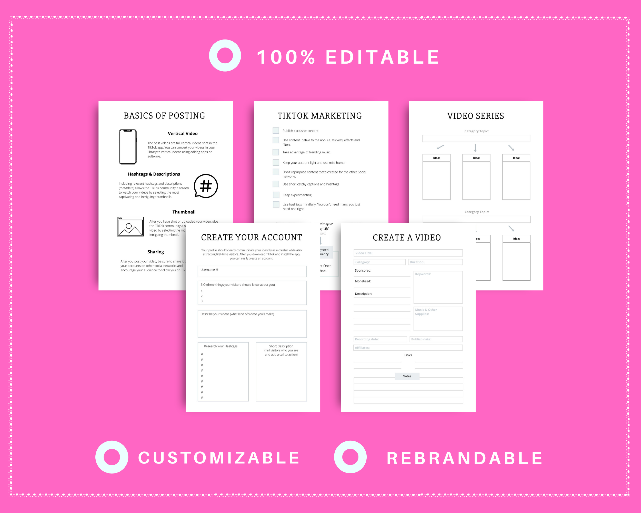 Editable TikTok Planner in Canva | Commercial Use