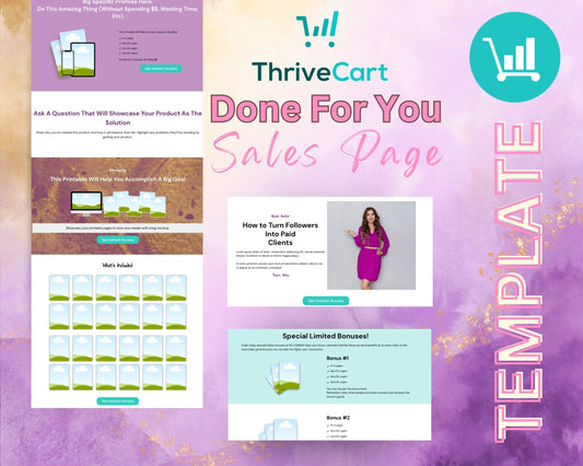 Plum & Lilac Printables Sales Page Template in Thrivecart
