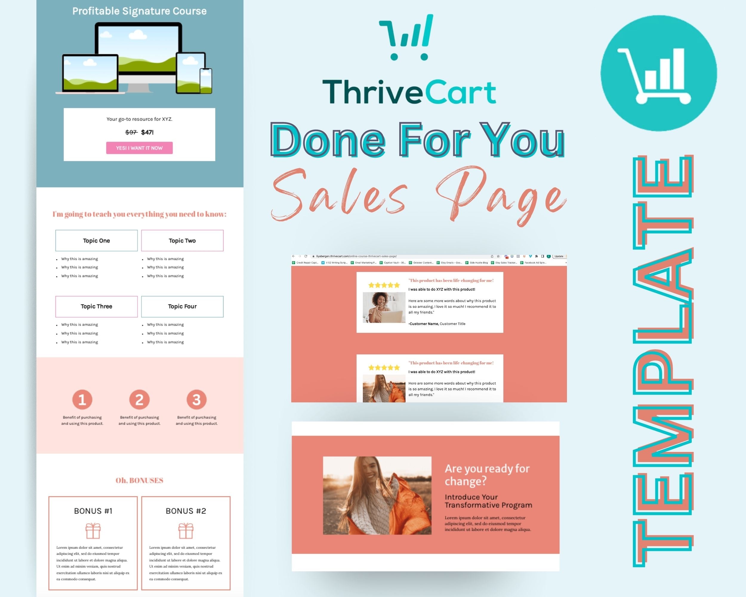 Online Course Sales Page Template in ThriveCart