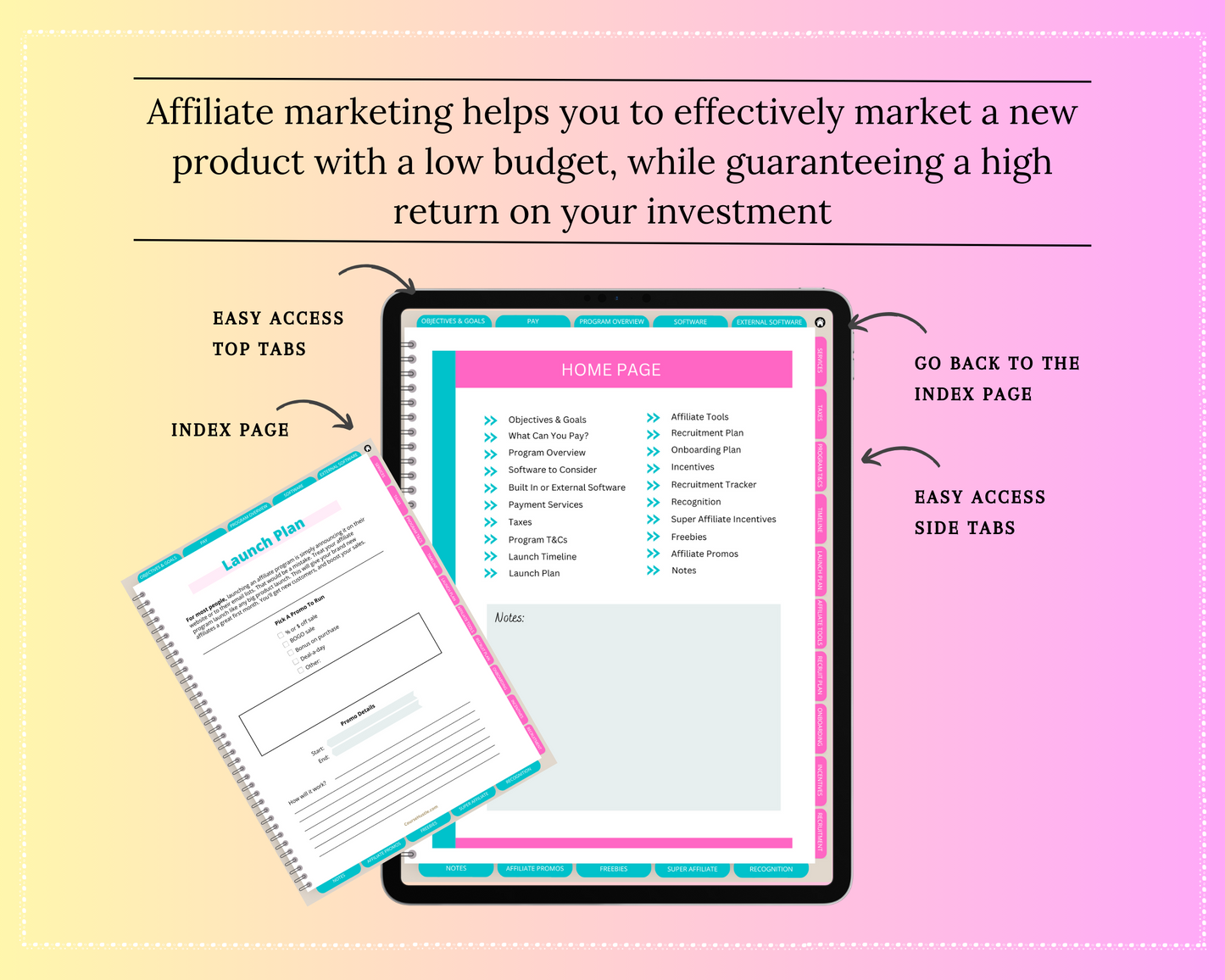 Affiliate Manager Digital Workbook | Hyperlinked PDF | Suitable with Goodnotes & Notability