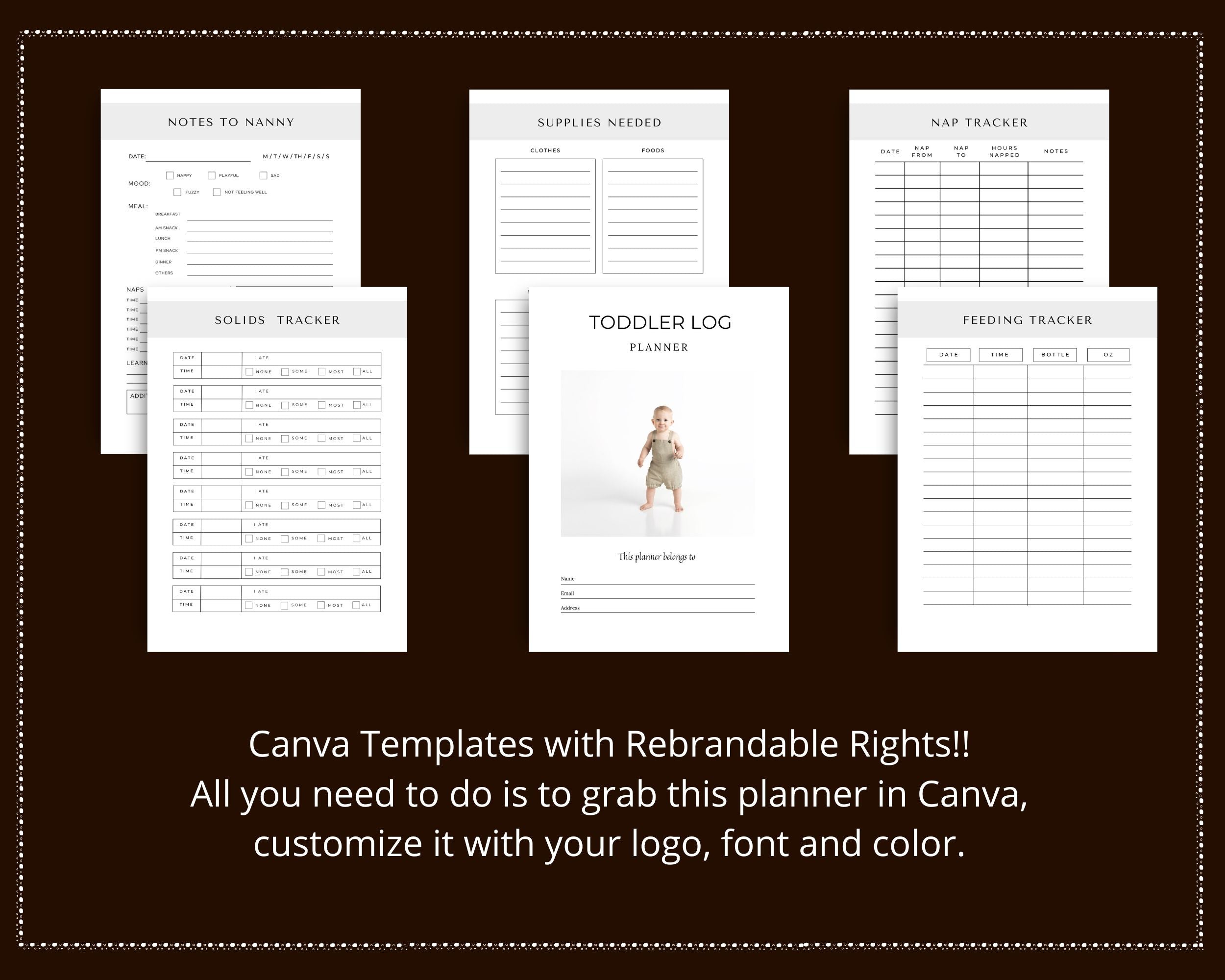 Editable Toddler Log Planner in Canva | Canva Template Pack | Commercial Use