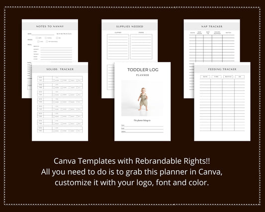 Editable Toddler Log Planner in Canva | Canva Template Pack | Commercial Use