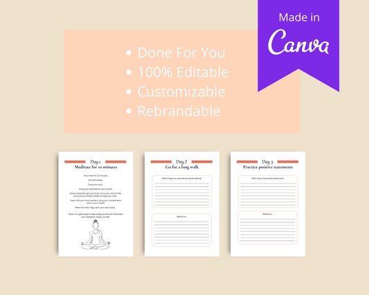 30-Day Glow up Challenge | Editable Canva Template A4 Size