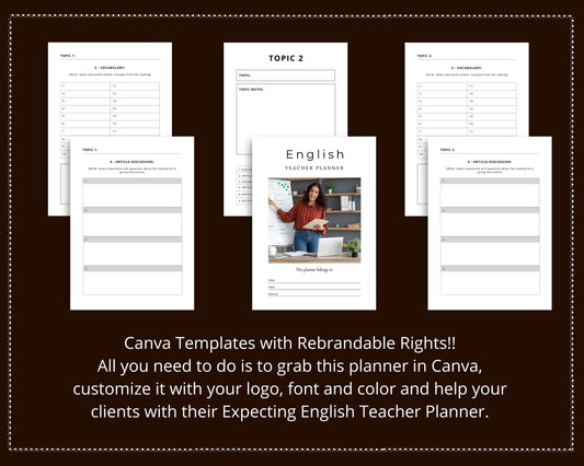English Teacher Planner Templates in Canva | Canva Template Pack | Teacher Planner Templates | Commercial Use
