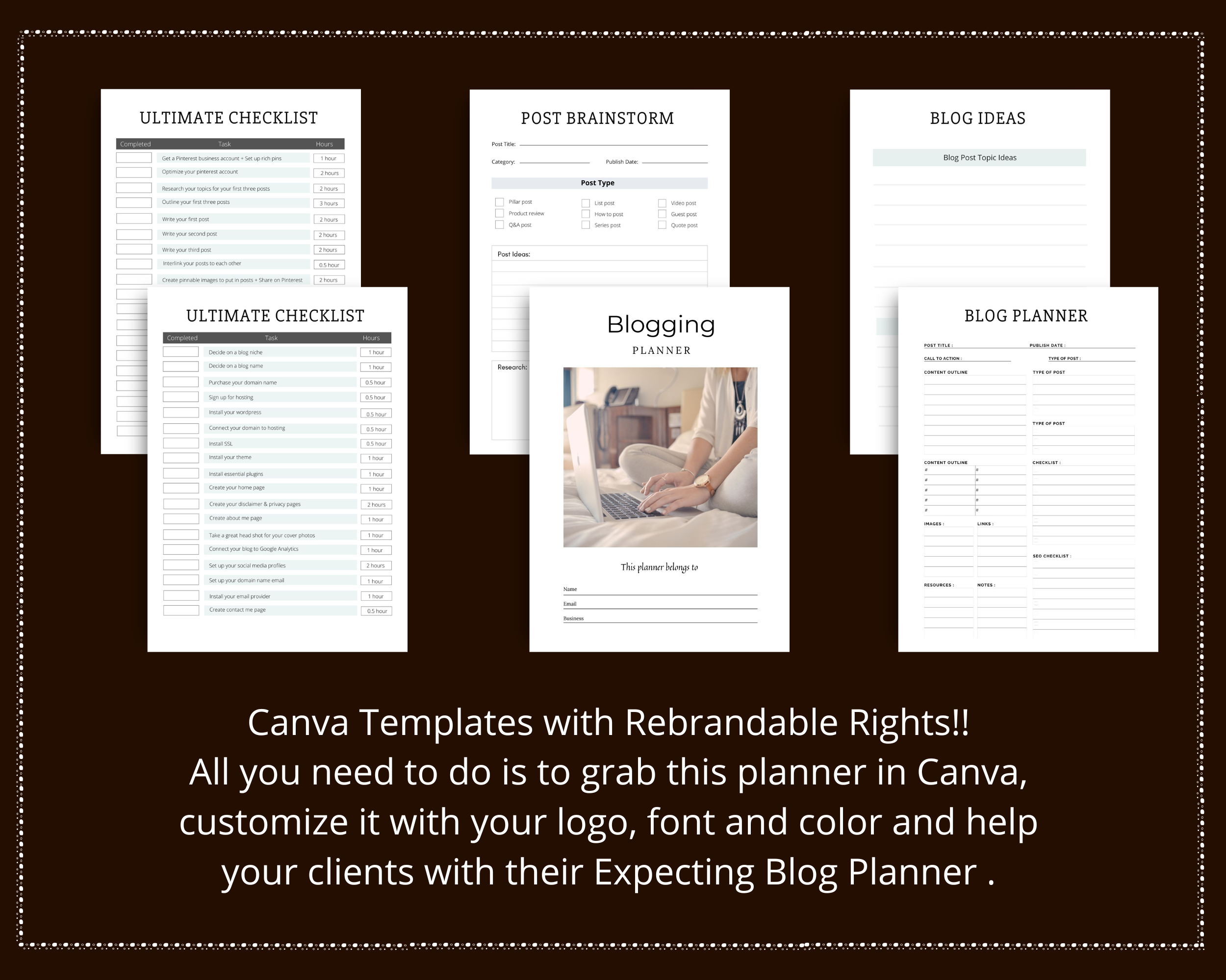 Editable Blog Planner Templates in Canva | Commercial Use