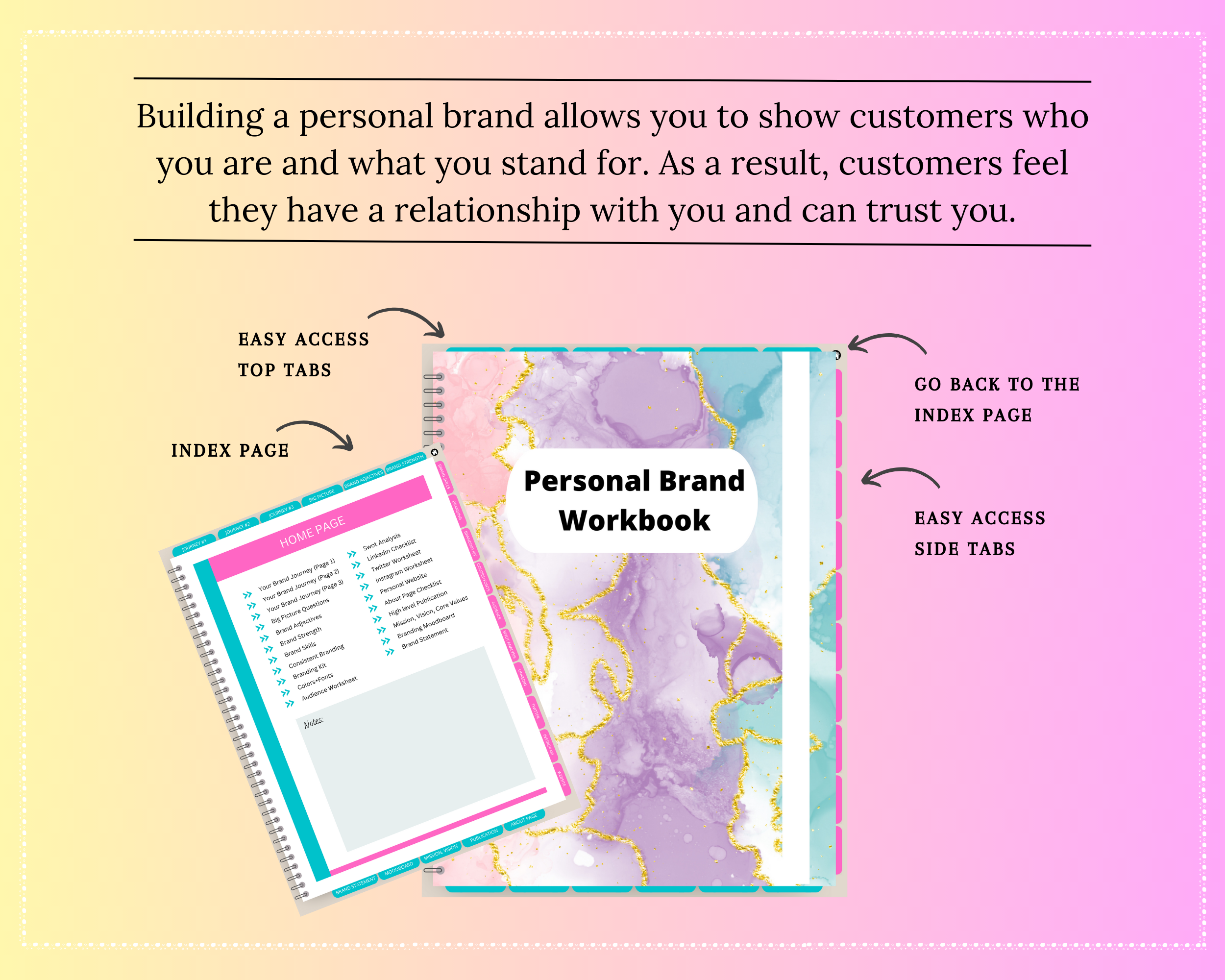 Personal Brand Digital Workbook | Hyperlinked PDF | Suitable with Goodnes & Notability