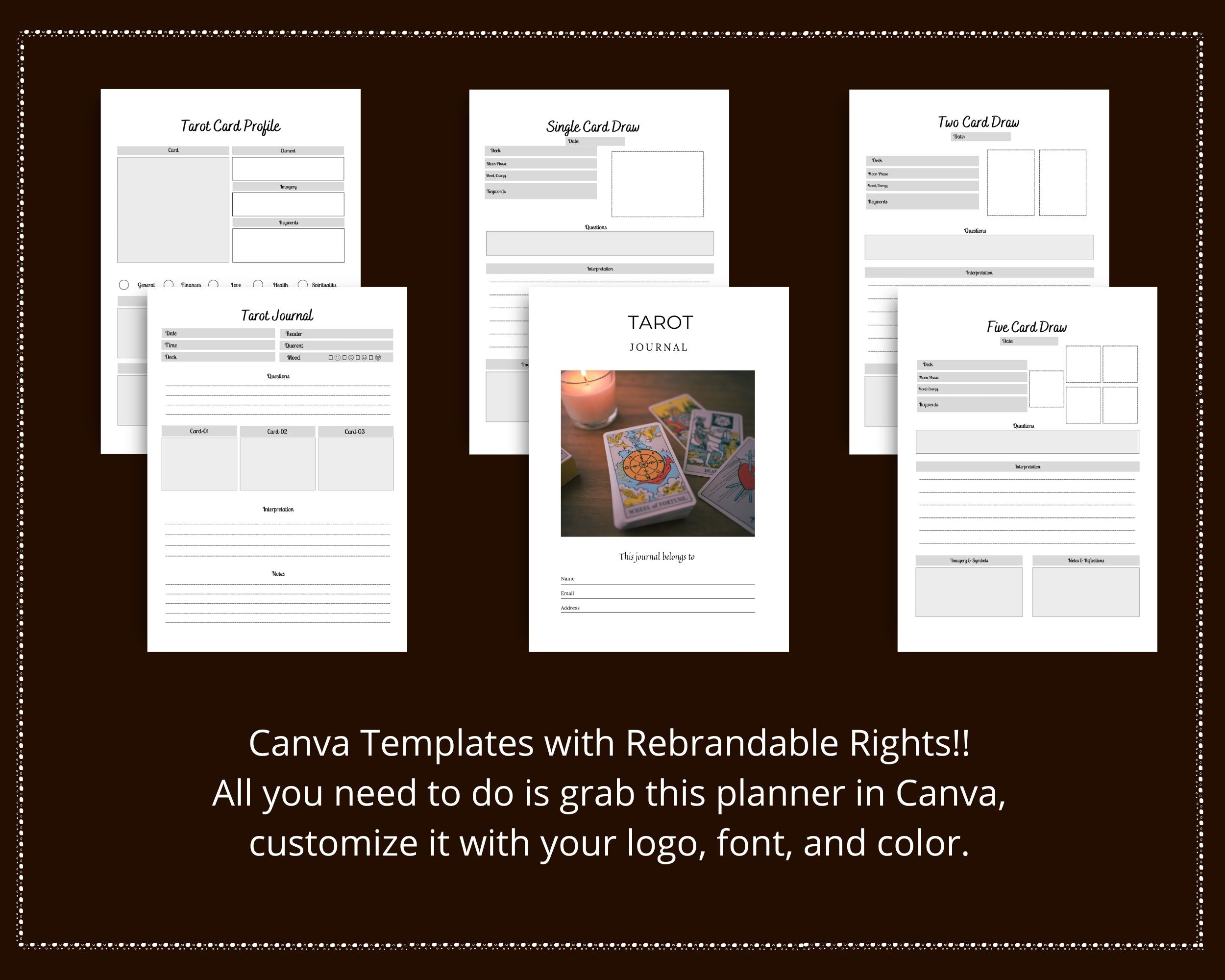 Editable Tarot Planner in Canva | Commercial Use