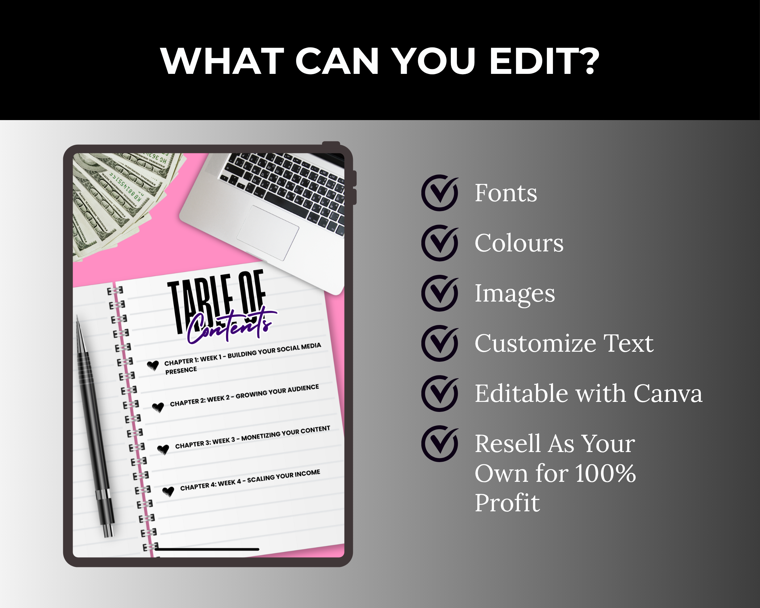$10K Challenge in 30 Days Ebook in Canva with PLR, MRR Rights