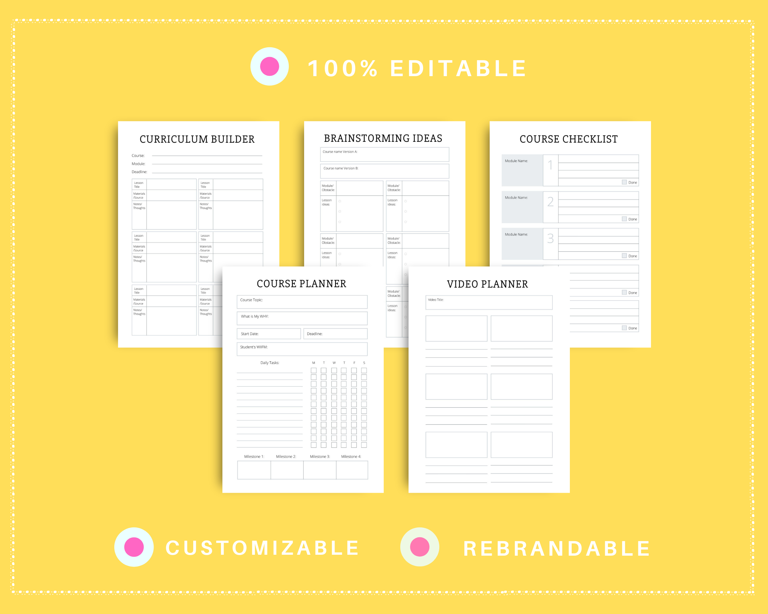 Editable Course Creation Planner in Canva | Commercial Use