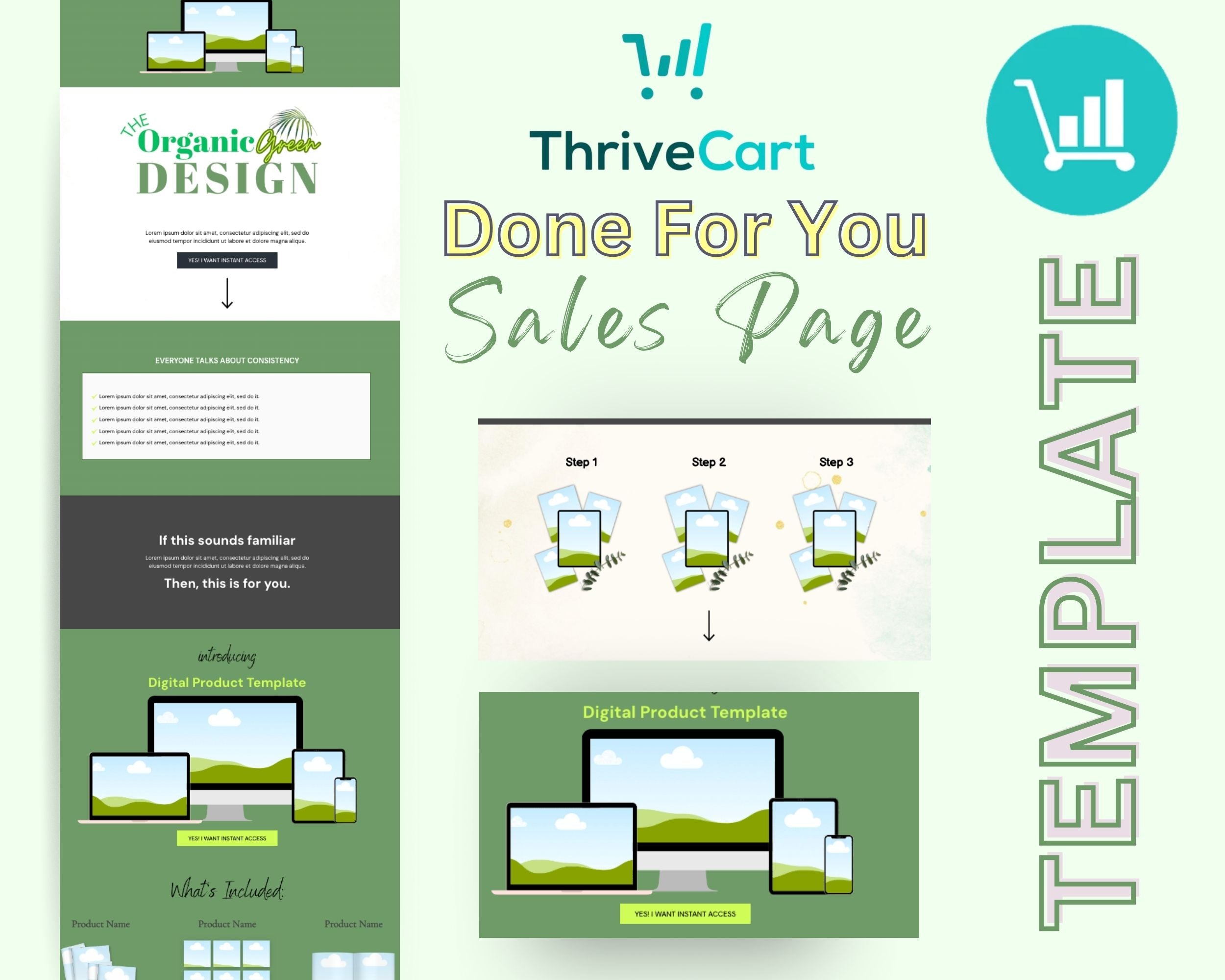 Organic Green Sales Page Template in ThriveCart