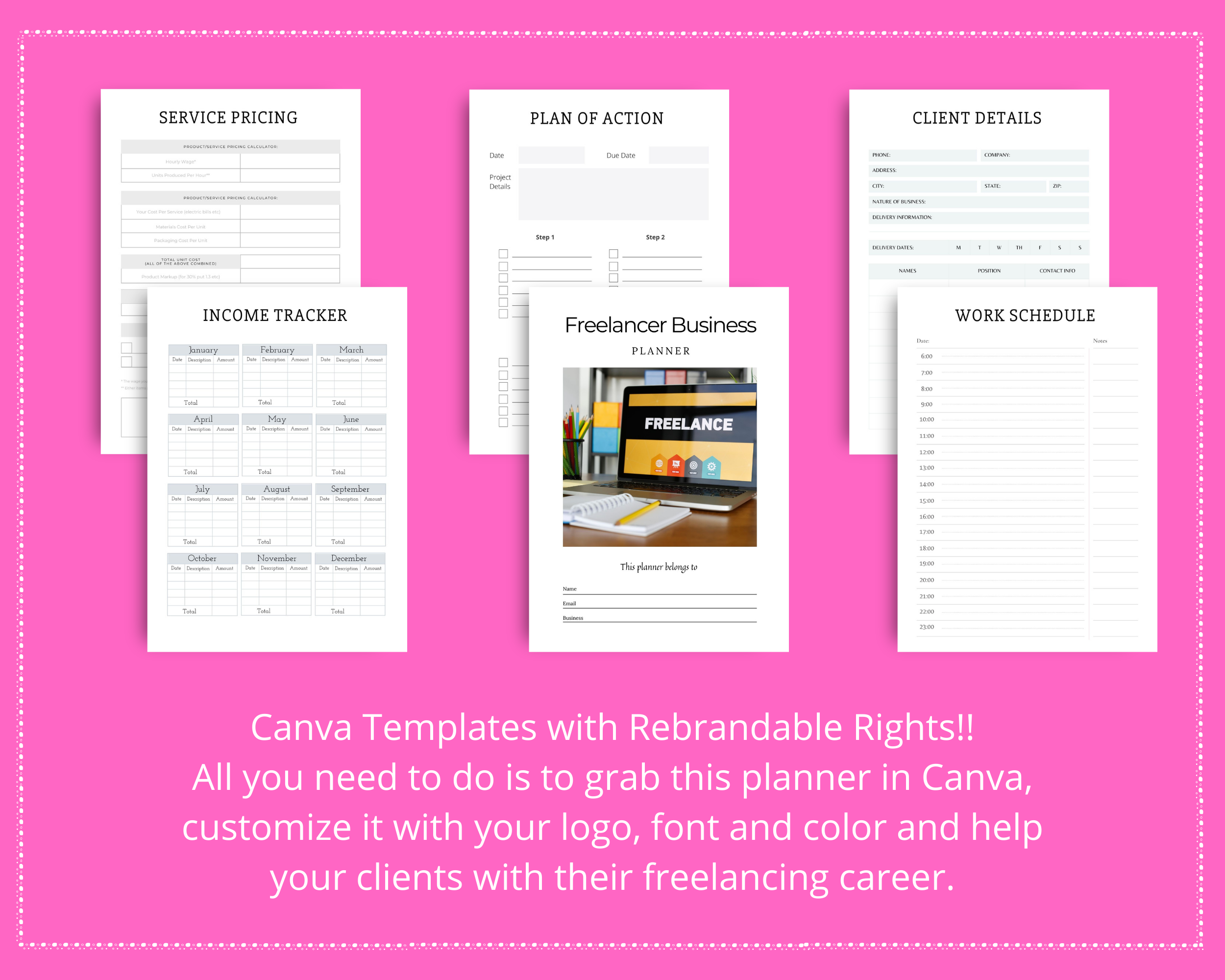 Editable Freelancer Planner in Canva | Commercial Use