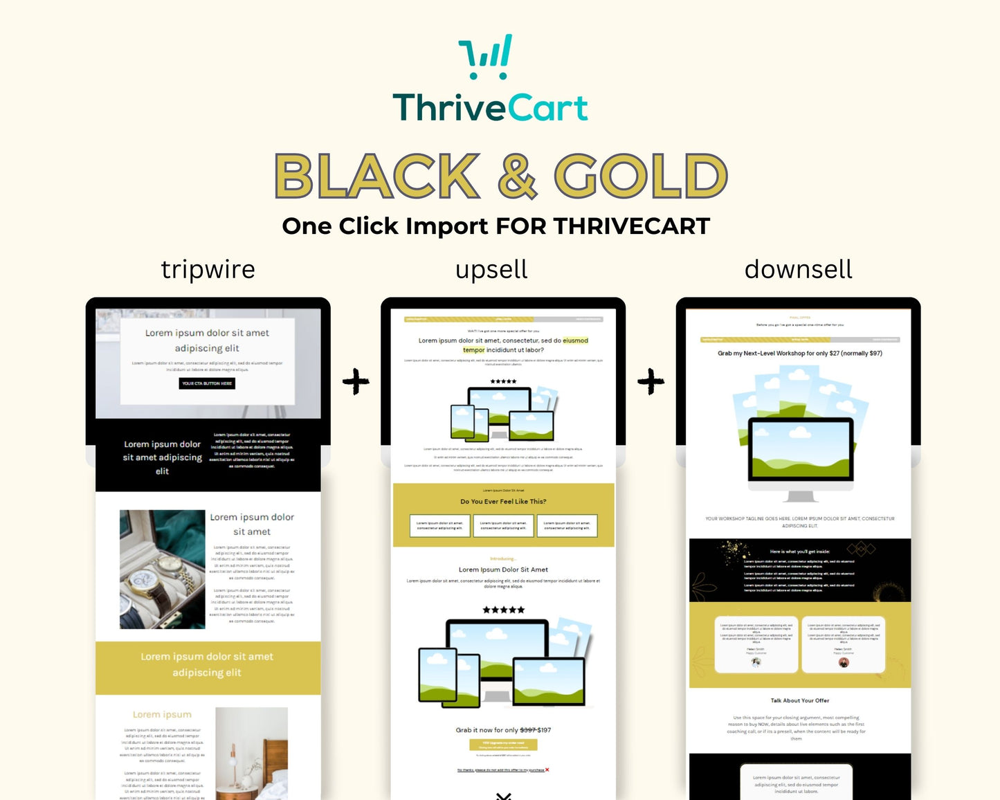 Black & Gold ThriveCart 4-Page Sales Funnel Template