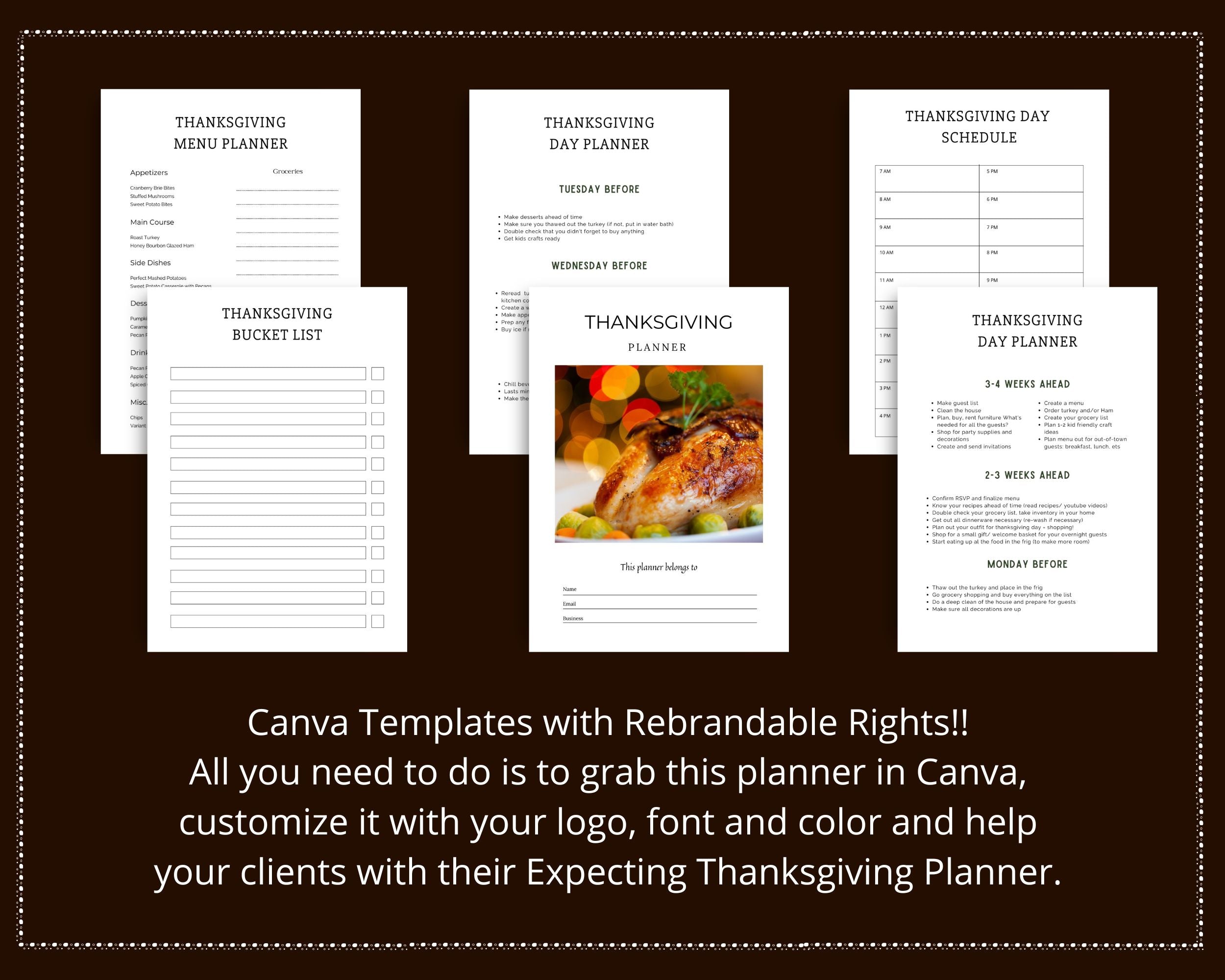 Editable Thanksgiving Planner in Canva | Canva Template Pack | Thanksgiving Planner Canva | Commercial Use