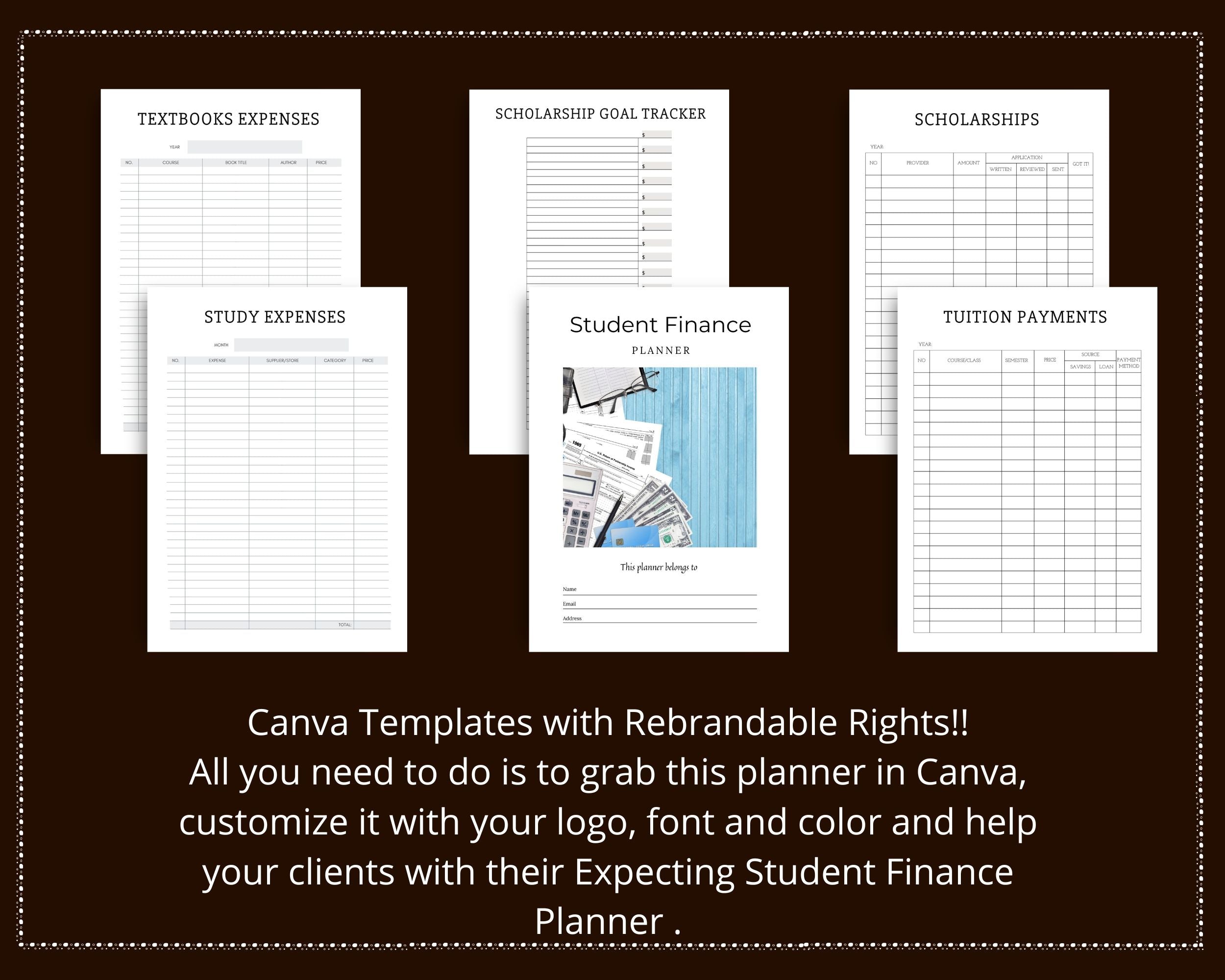 Editable Student Finance Planner in Canva | Commercial Use