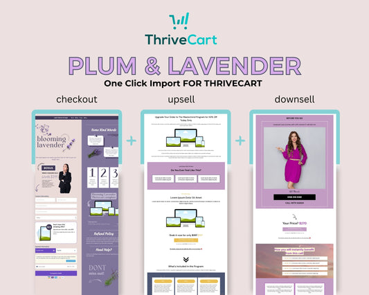 Plum & Lavender Checkout Funnel Template in ThriveCart