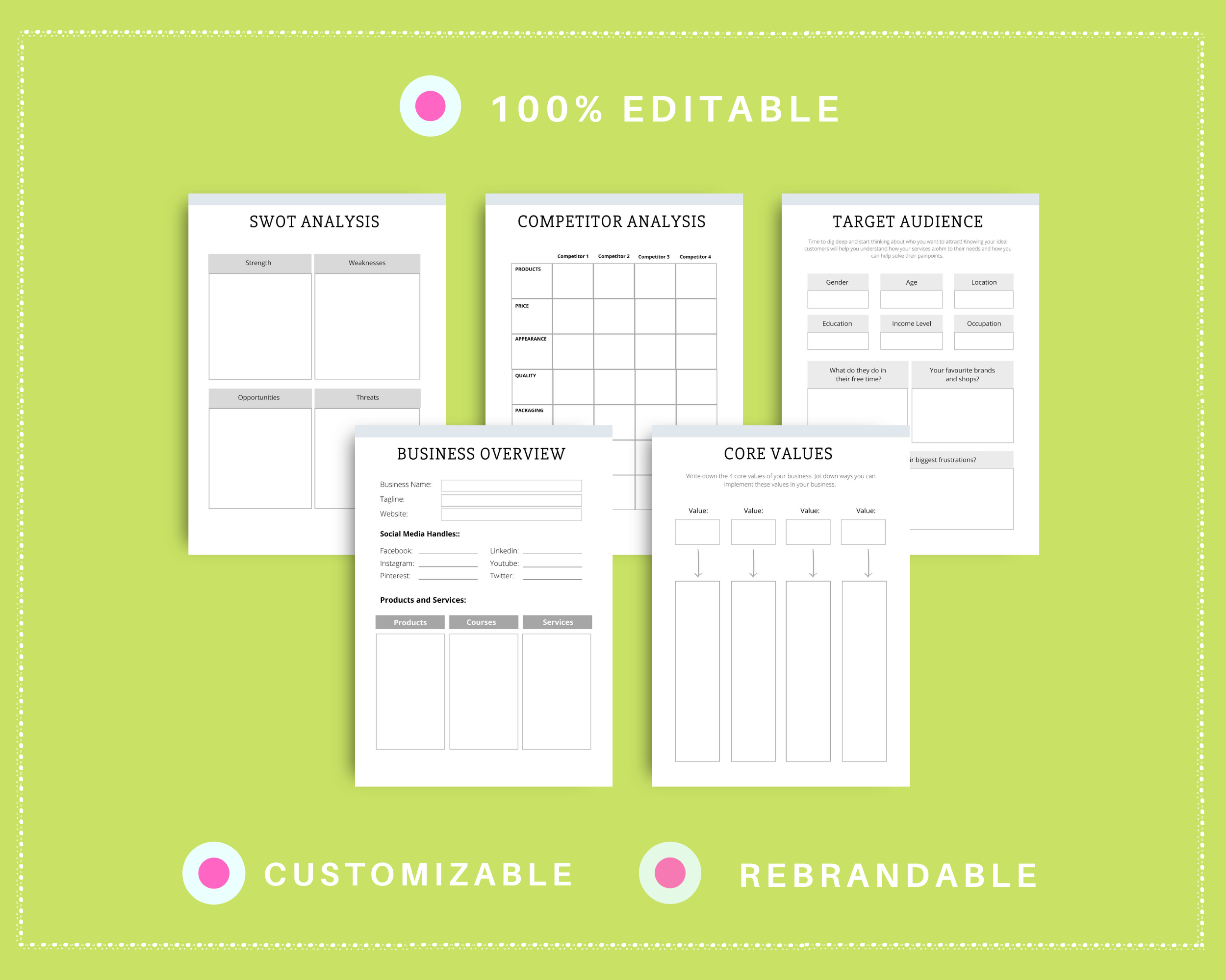 Editable Small Business Planner Templates in Canva