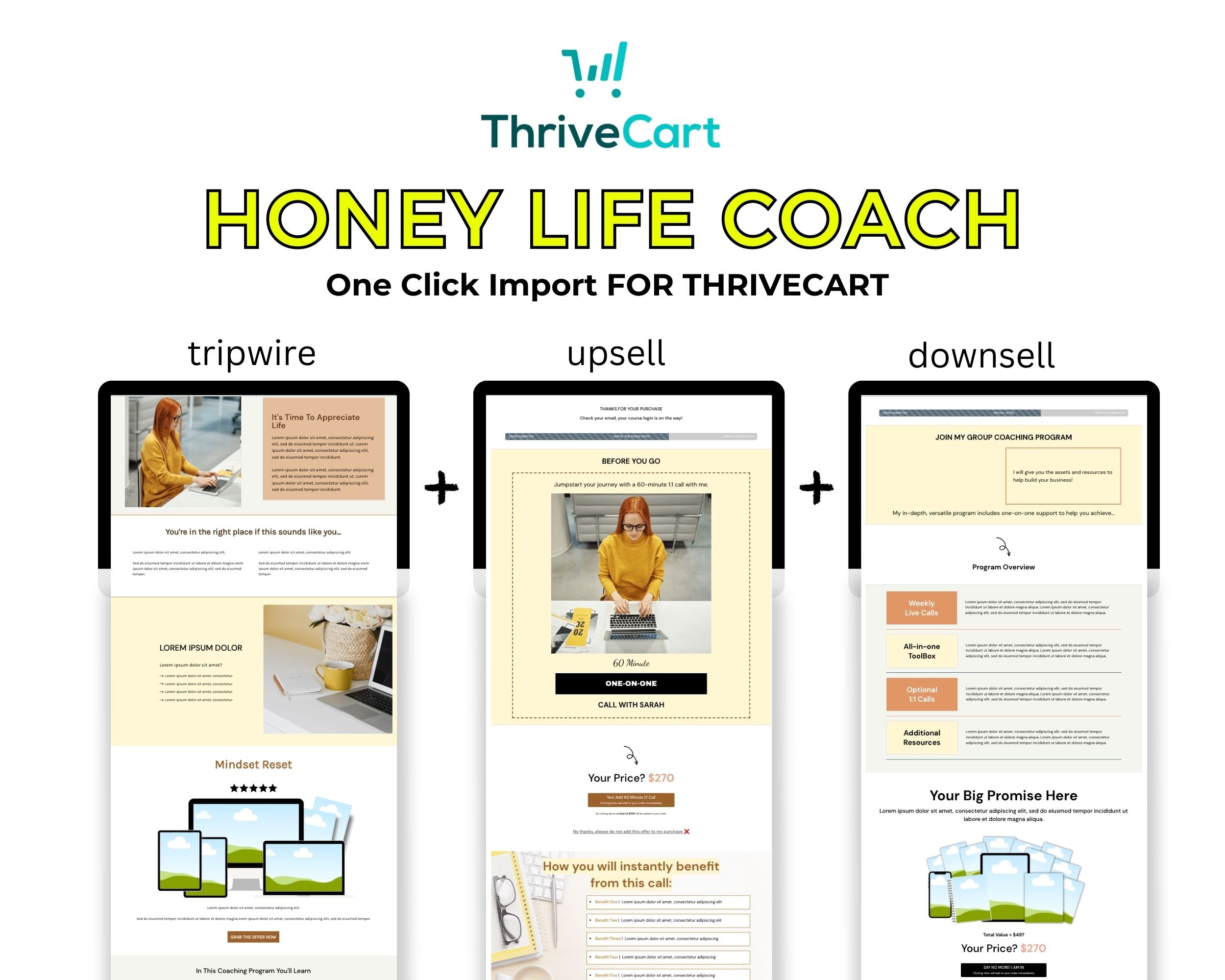 Honey Life Coach ThriveCart 4-Page Sales Funnel Template