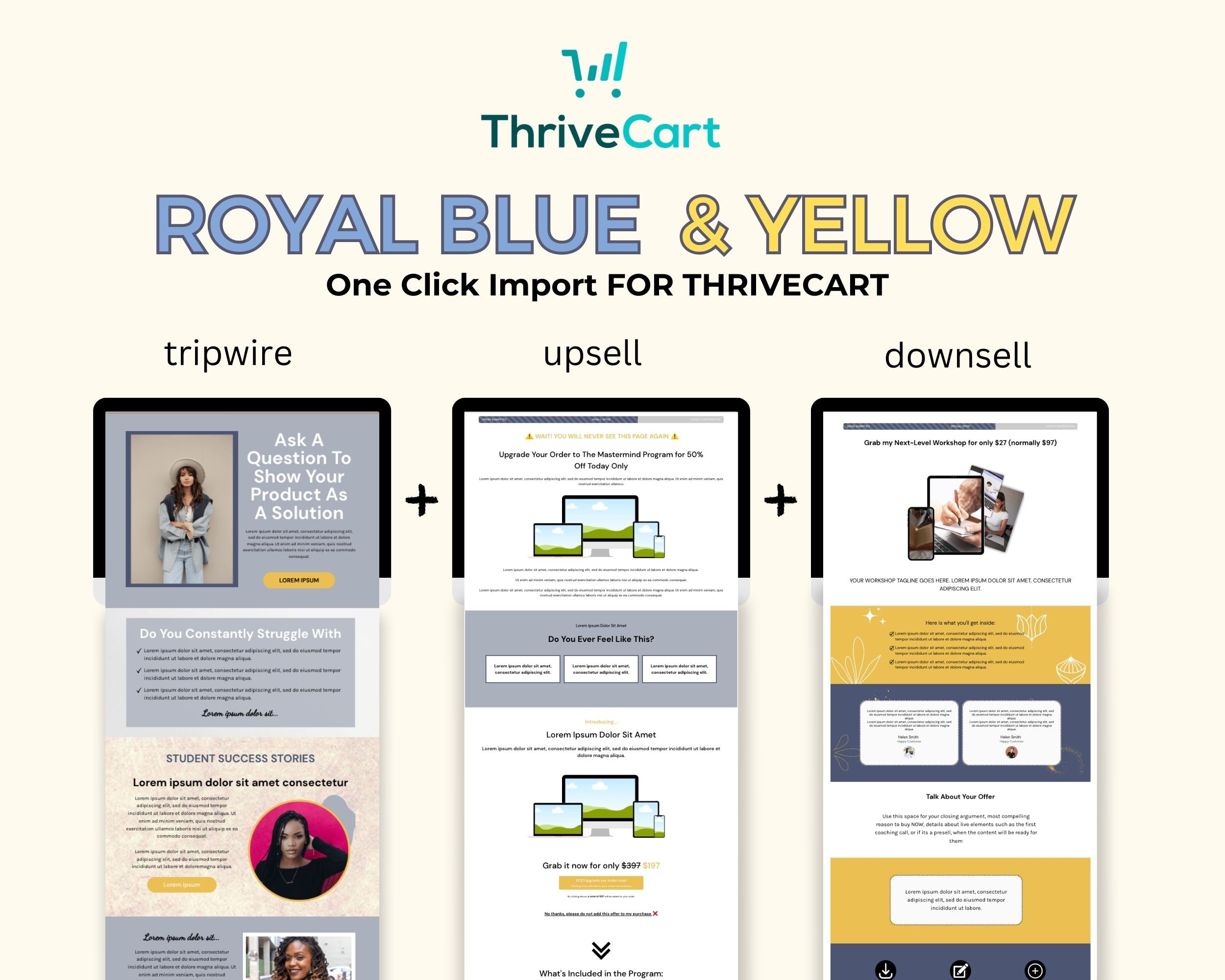 Royal Blue & Yellow ThriveCart 4-Page Sales Funnel Template