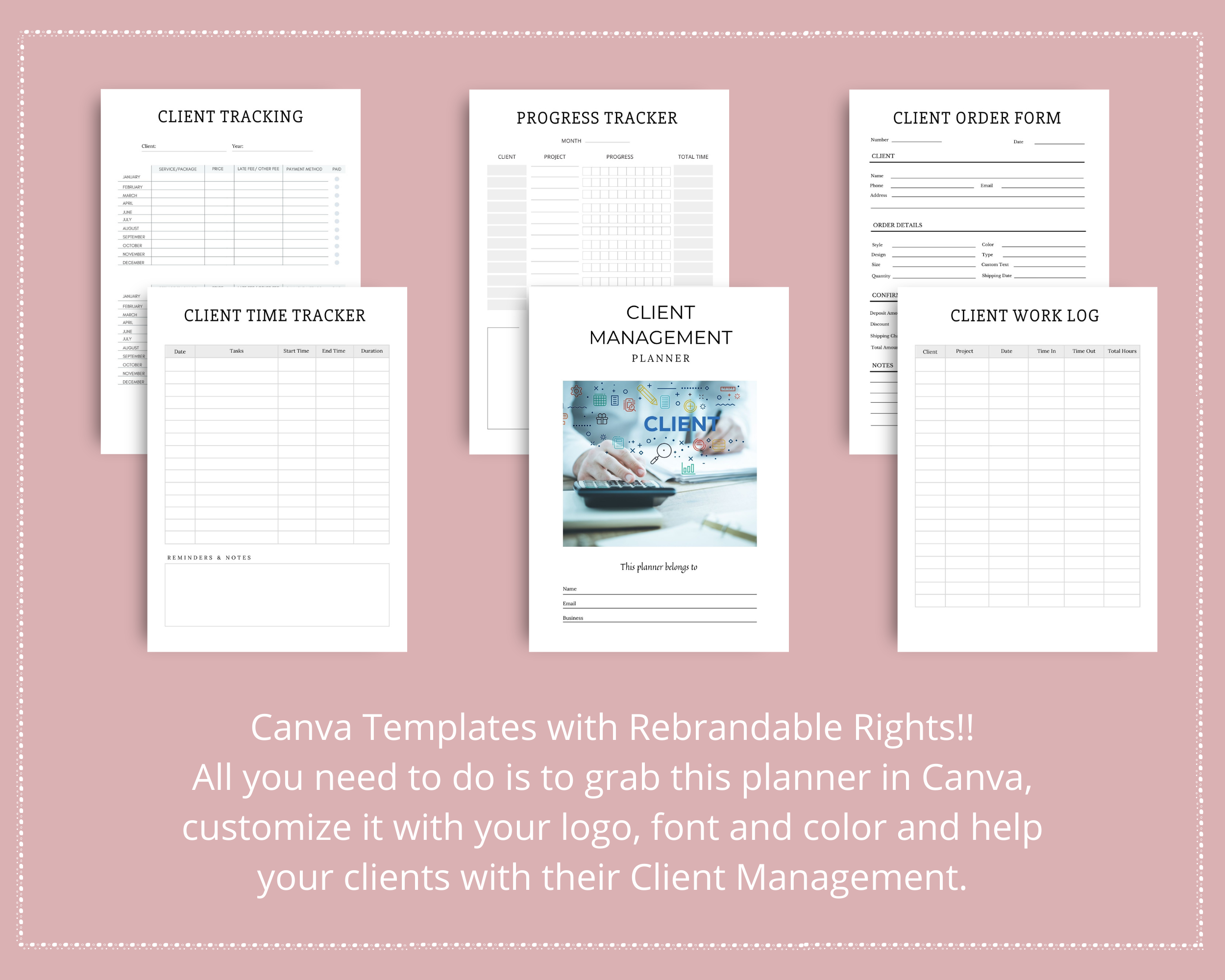 Editable Client Management Planner in Canva | Commercial Use