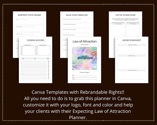 Editable Law of Attraction Planner in Canva | Commercial Use