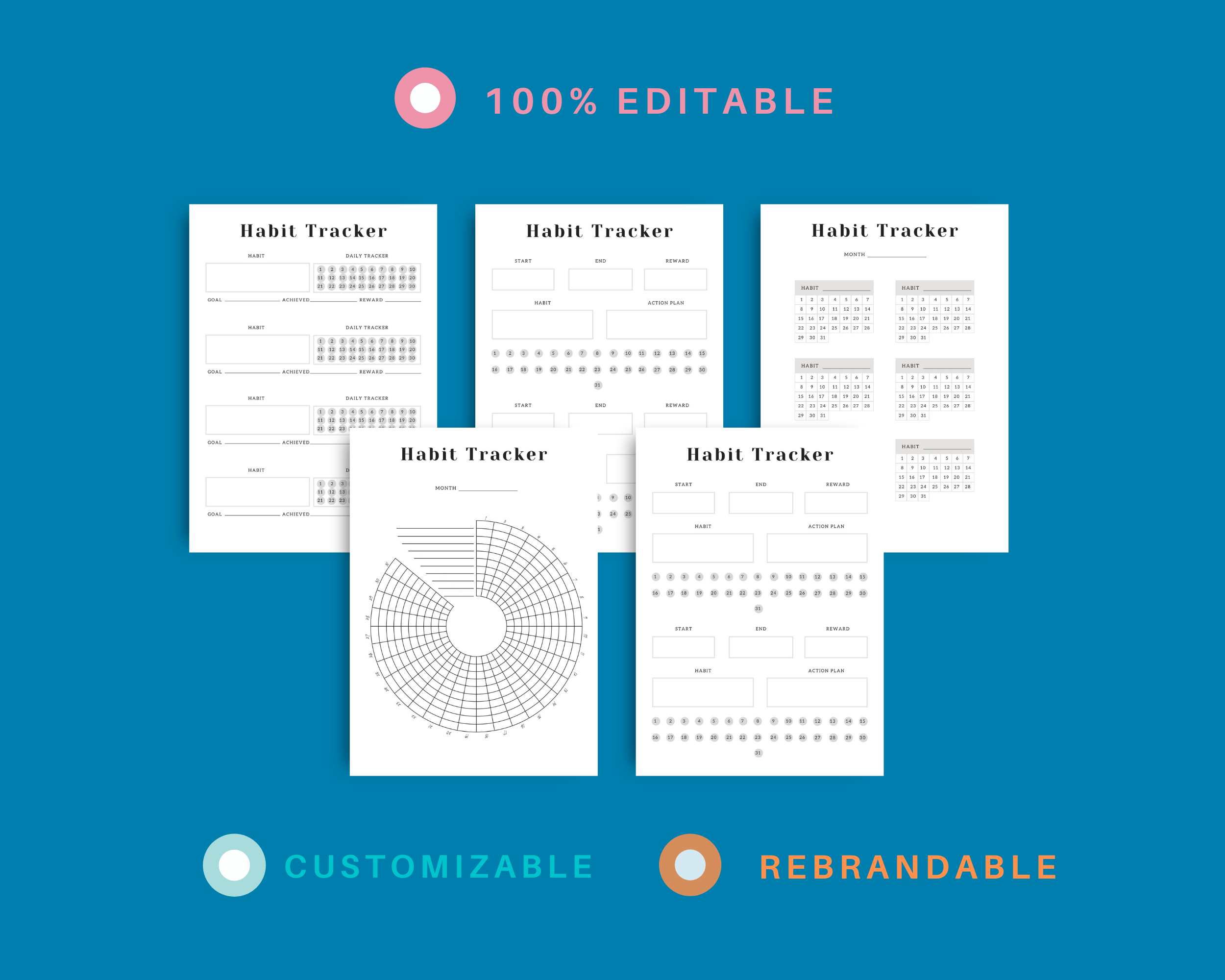 Habit Trackers Canva Templates | Coaching Tool