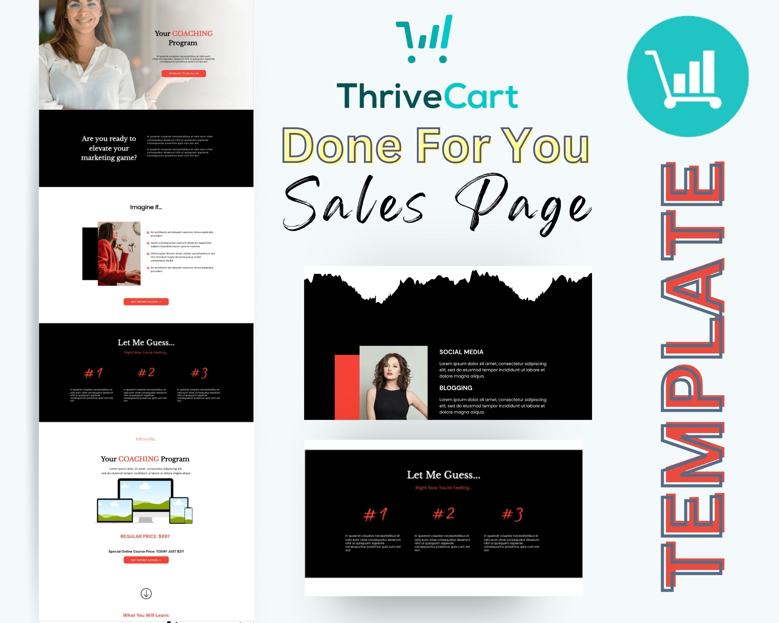 Focal Red Sales Page Template in ThriveCart