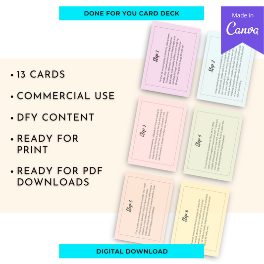 Abundance Meditation Card Deck | Editable 14 Card Deck in Canva | Commercial Use