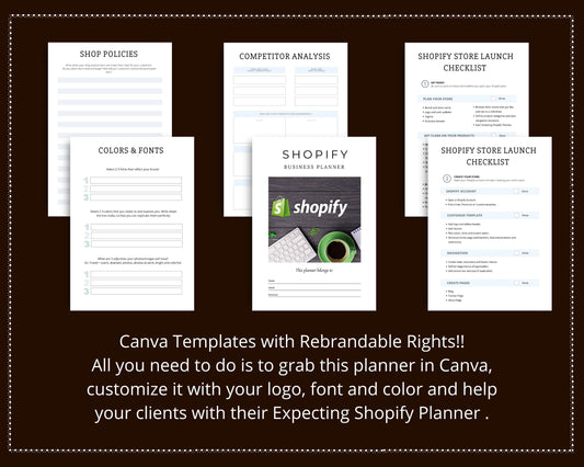 Editable Shopify Store Planner in Canva | Commercial Use