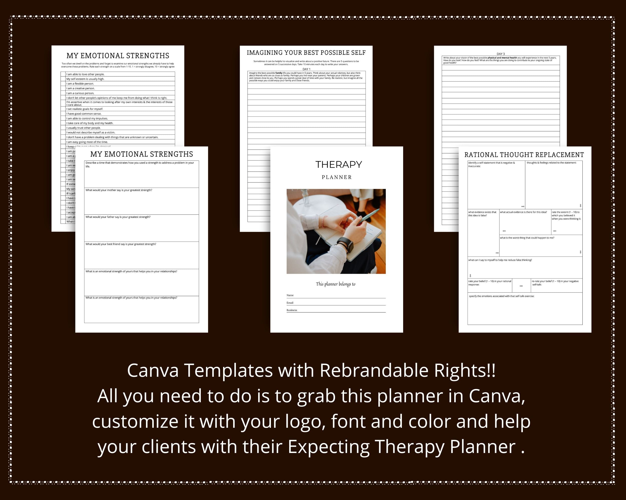 Editable Therapy Planner in Canva | Commercial Use