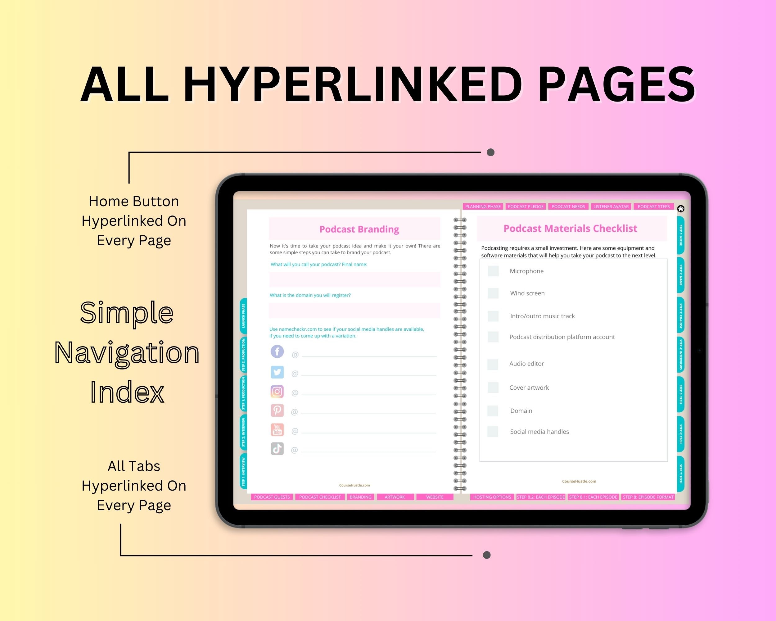 Podcast Workbook | Hyperlinked PDF | Suitable with Goodness & Notability