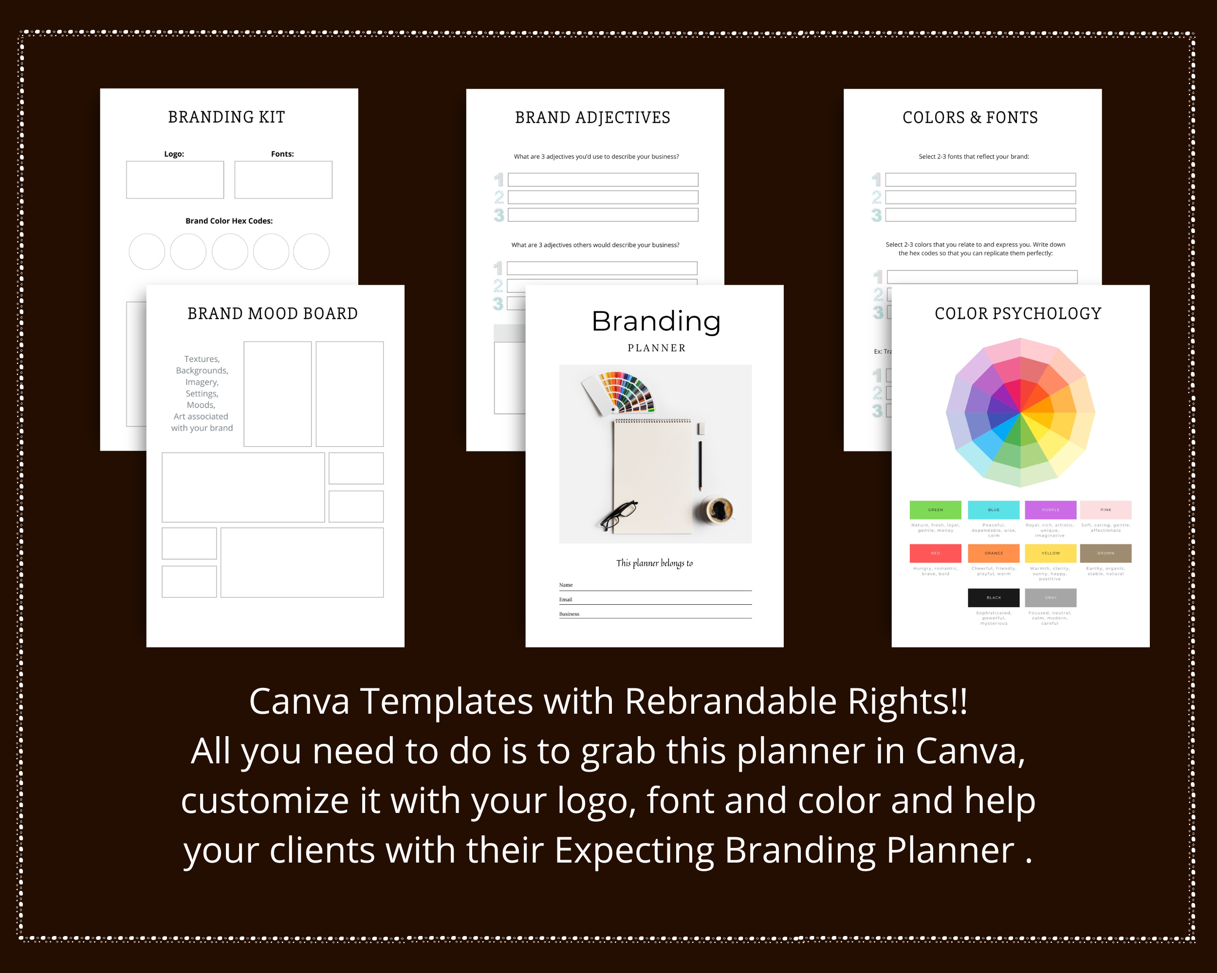 Editable Brand Planner Templates in Canva | Commercial Use