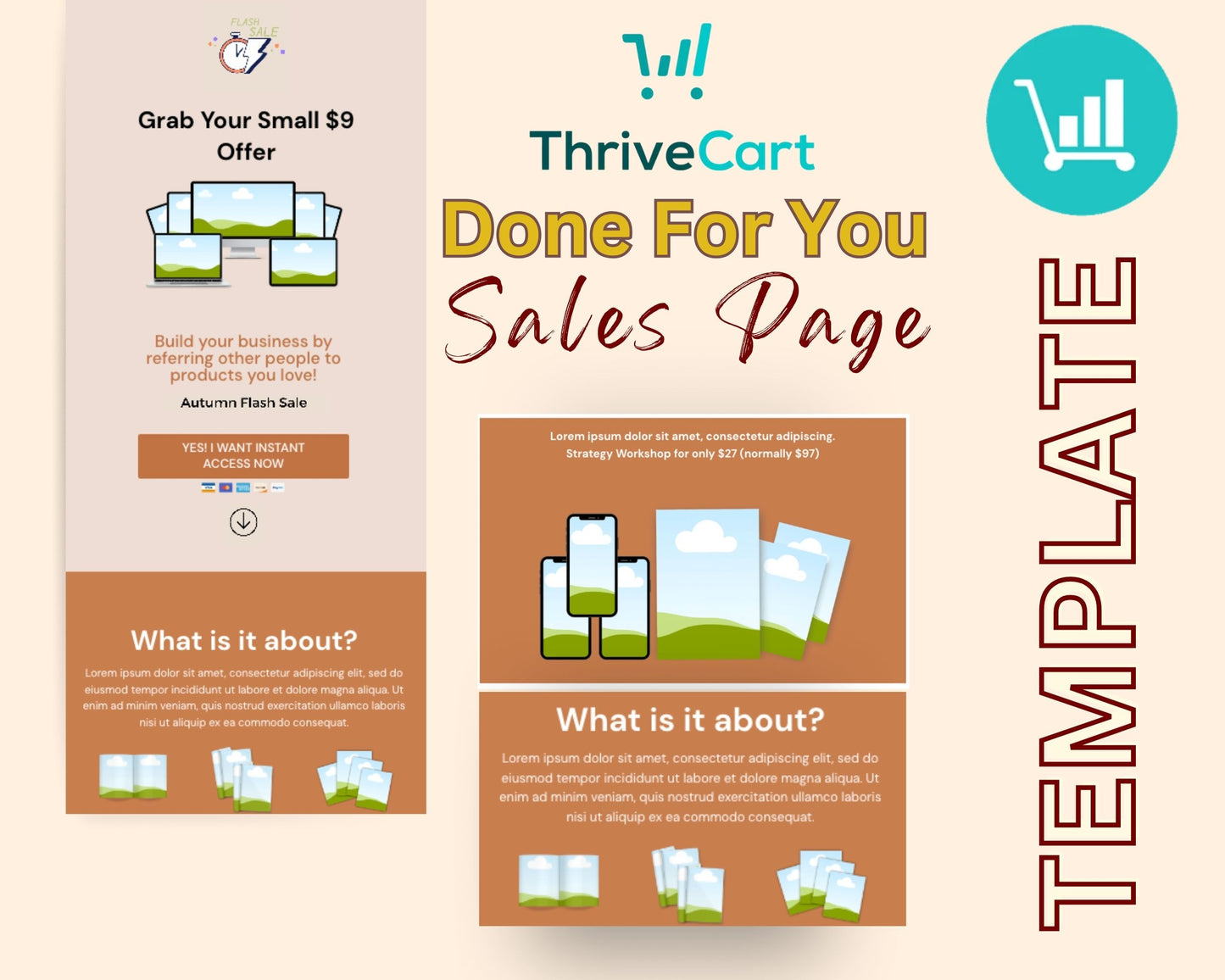 Animated Autumn ThriveCart 4-Page Sales Funnel Template