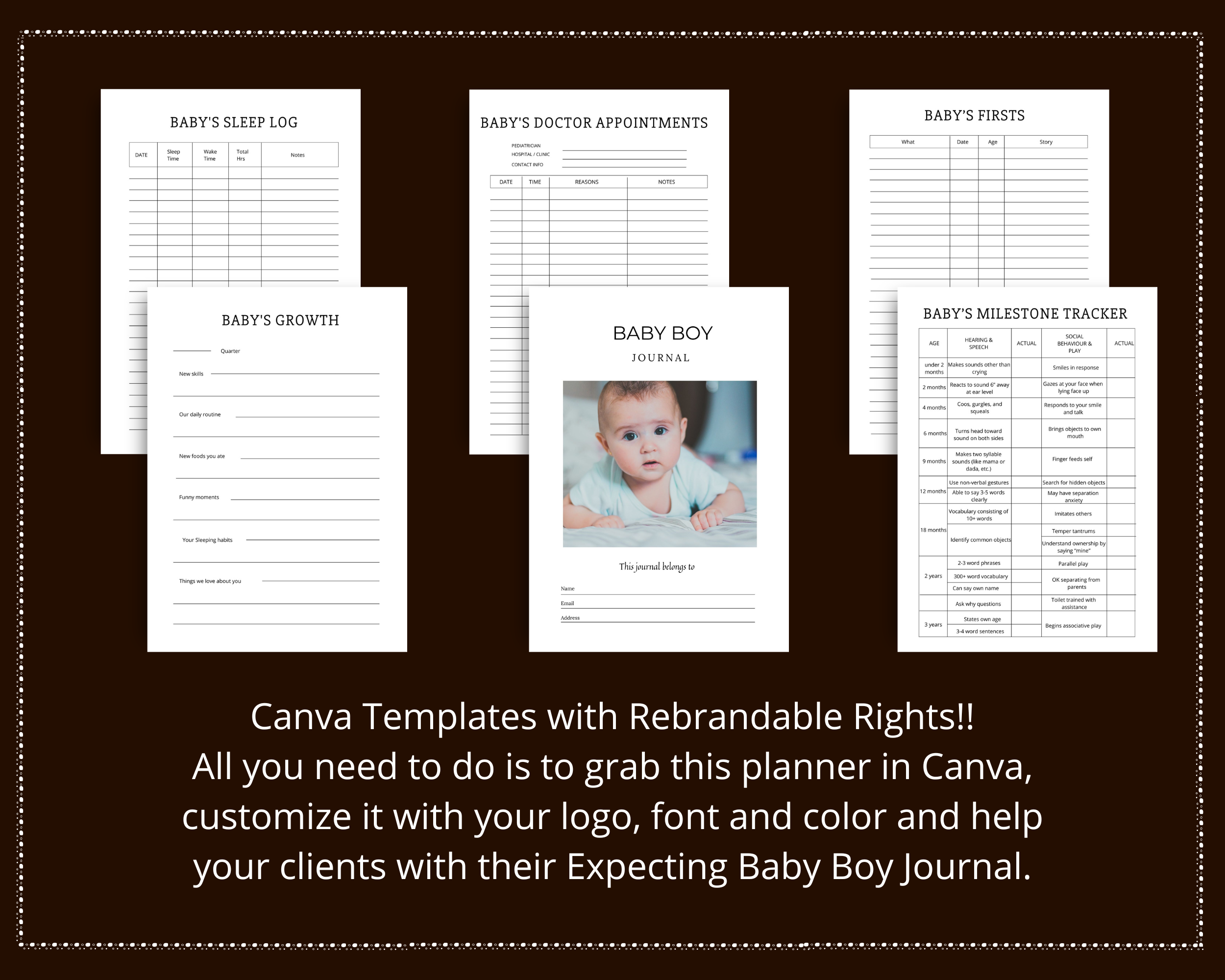 Editable Baby Boy Planner Templates in Canva | Commercial Use