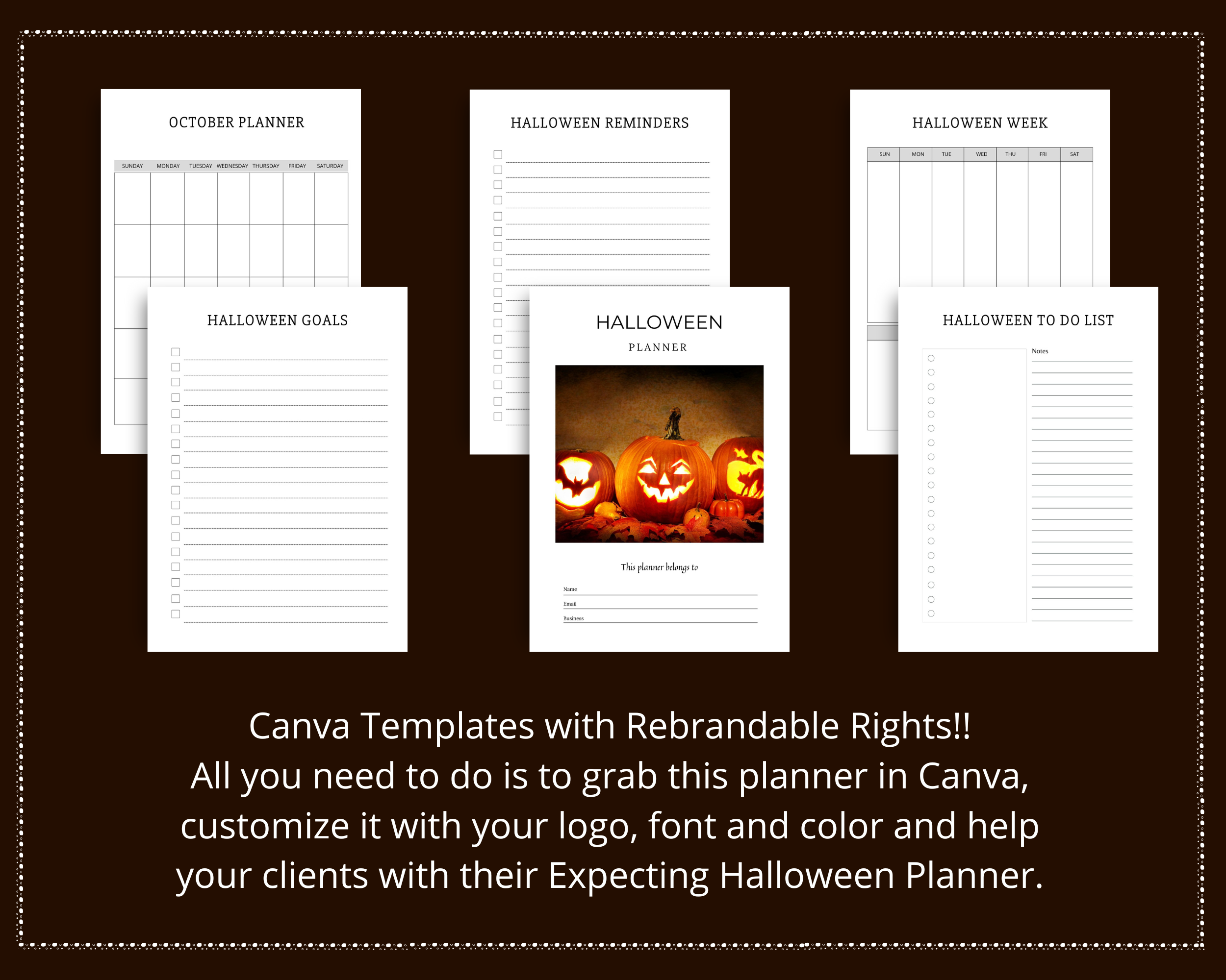 Editable Halloween Planner in Canva | Canva Template Pack | Halloween Party Planner Canva | Commercial Use