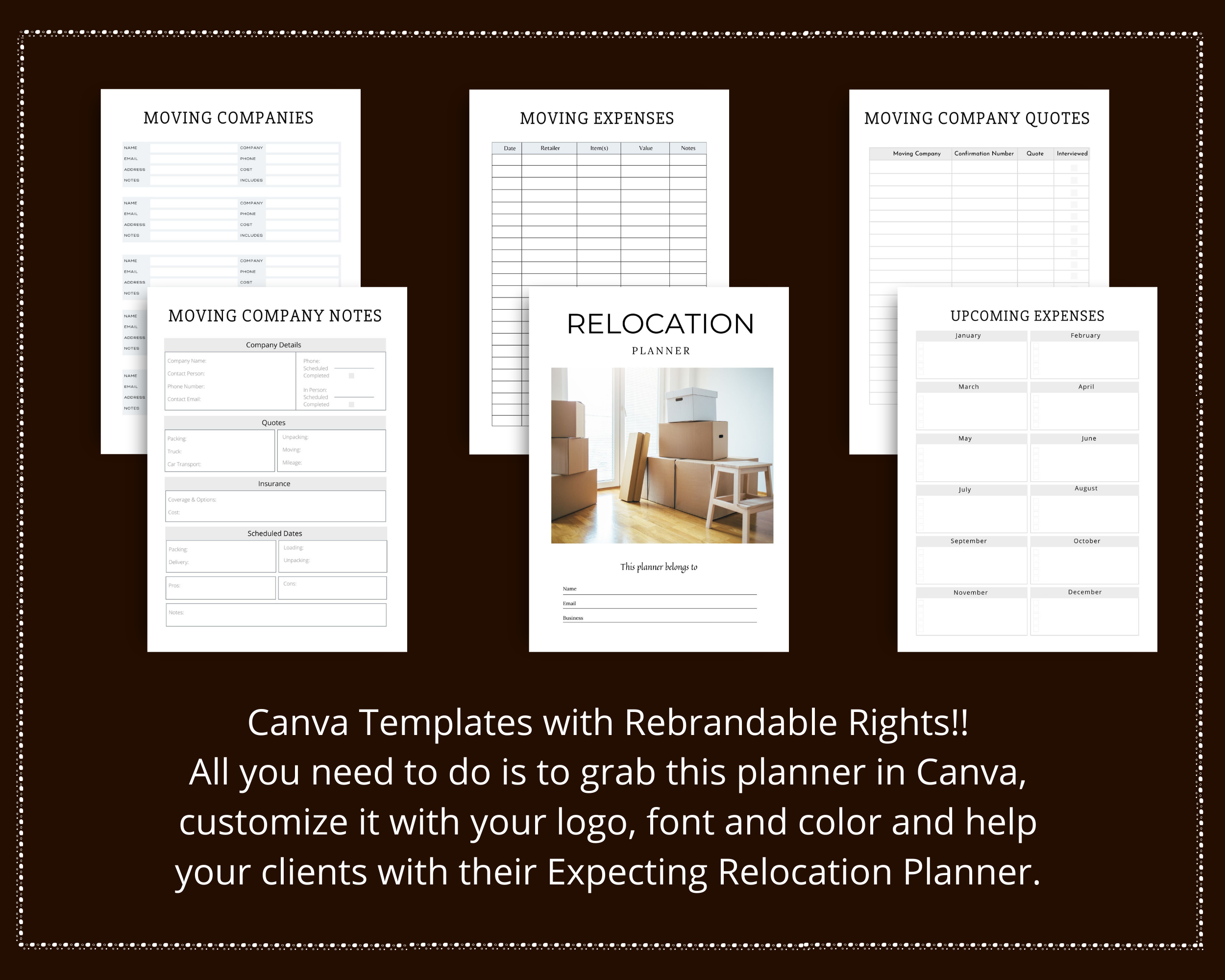 Editable Relocation Planner in Canva | Commercial Use