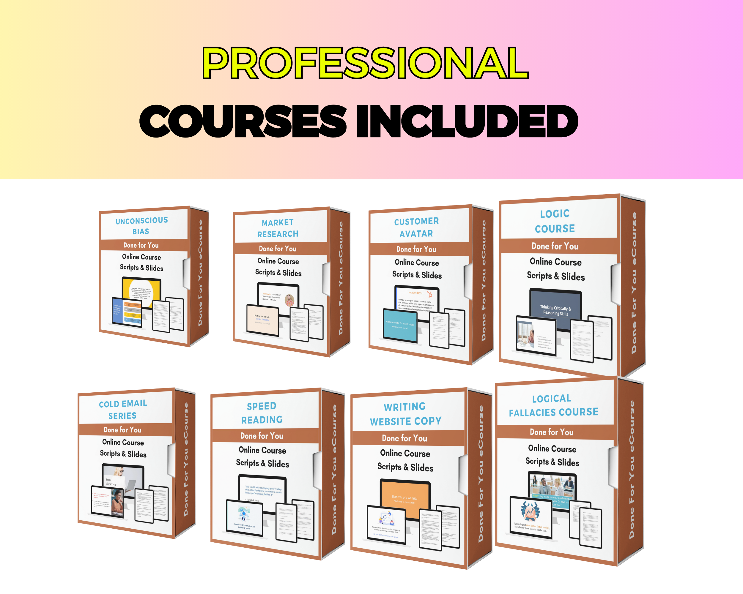 BUNDLE of 11 Professional Courses | Lessons in Google Docs | Done for You Canva Slides