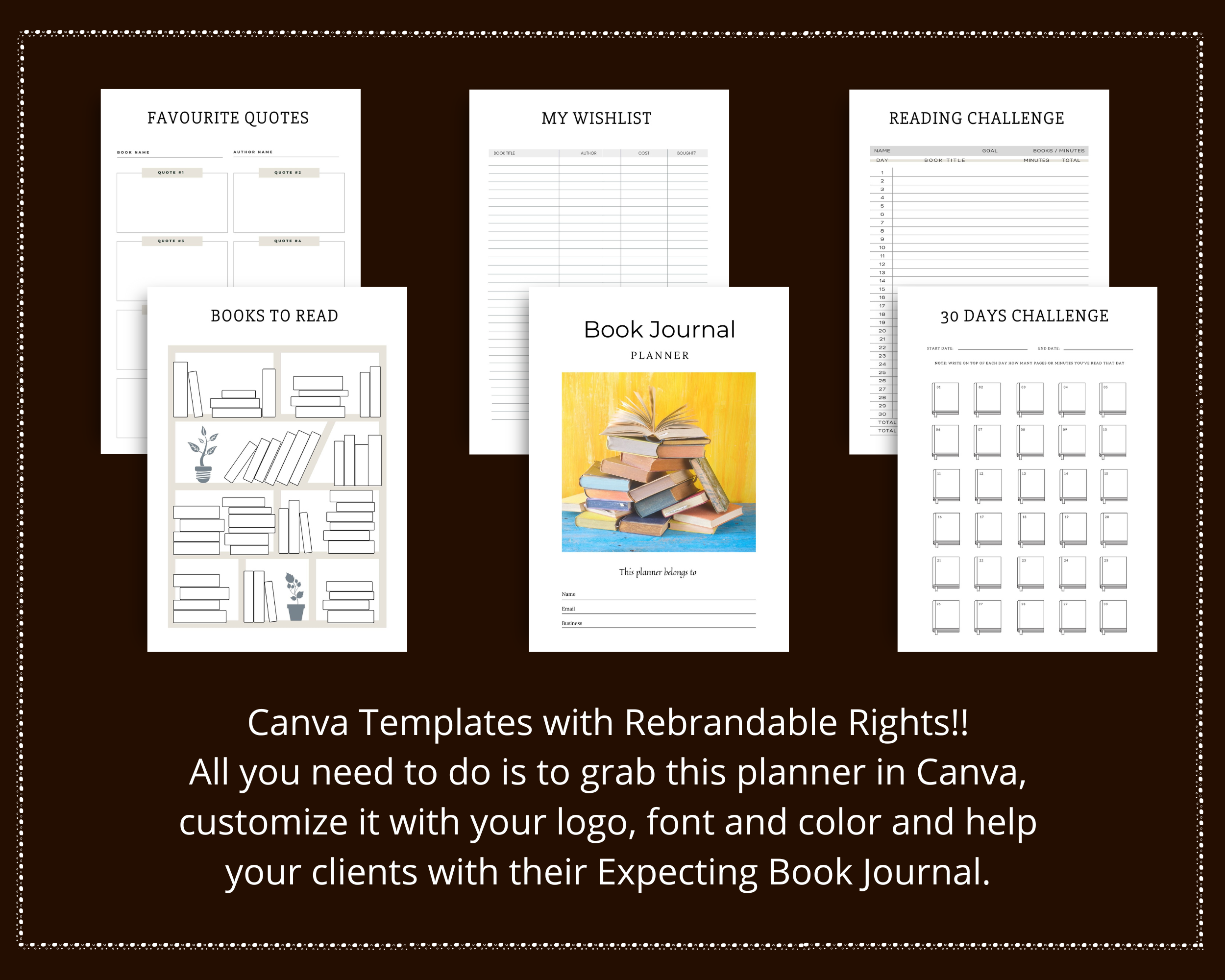 Editable Book Journal in Canva | Commercial Use