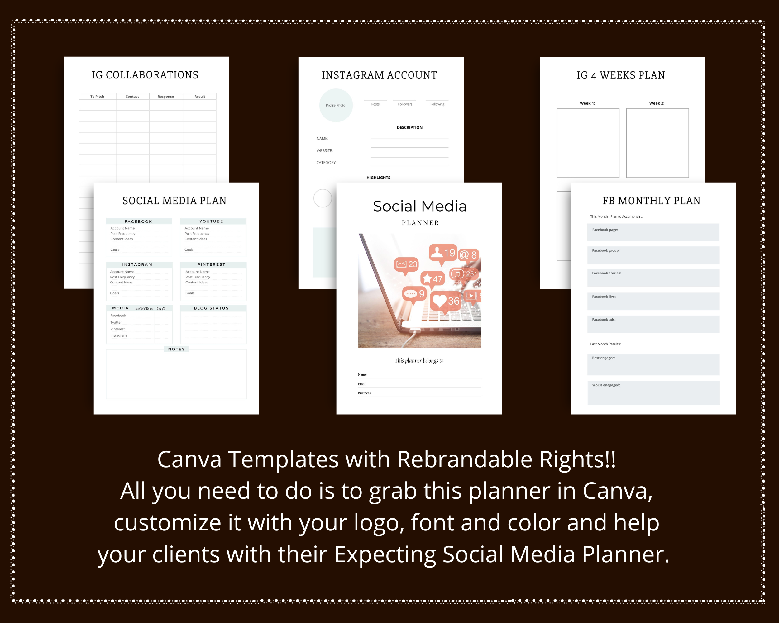 Editable Social Media Planner Templates in Canva | Commercial Use