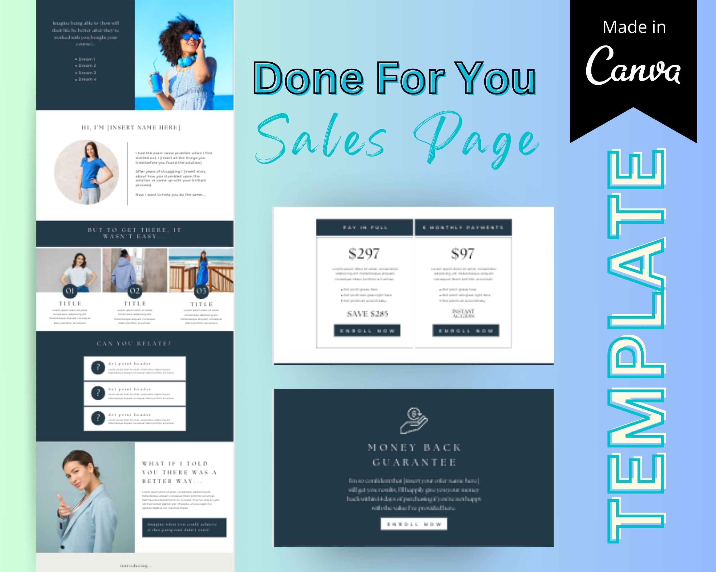 Ocean Online Course Canva Sales Page Template