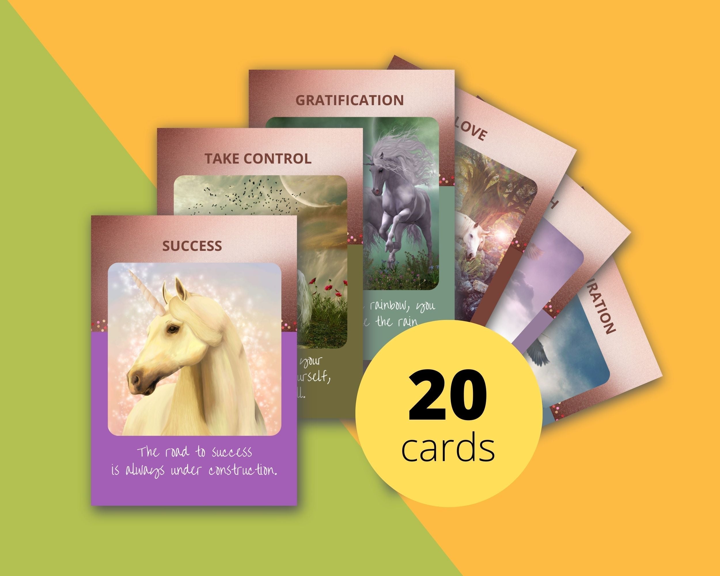 Mystical Horse Oracle Card Deck | Editable 20 Card Deck in Canva | Size 3"x 4" | Commercial Use