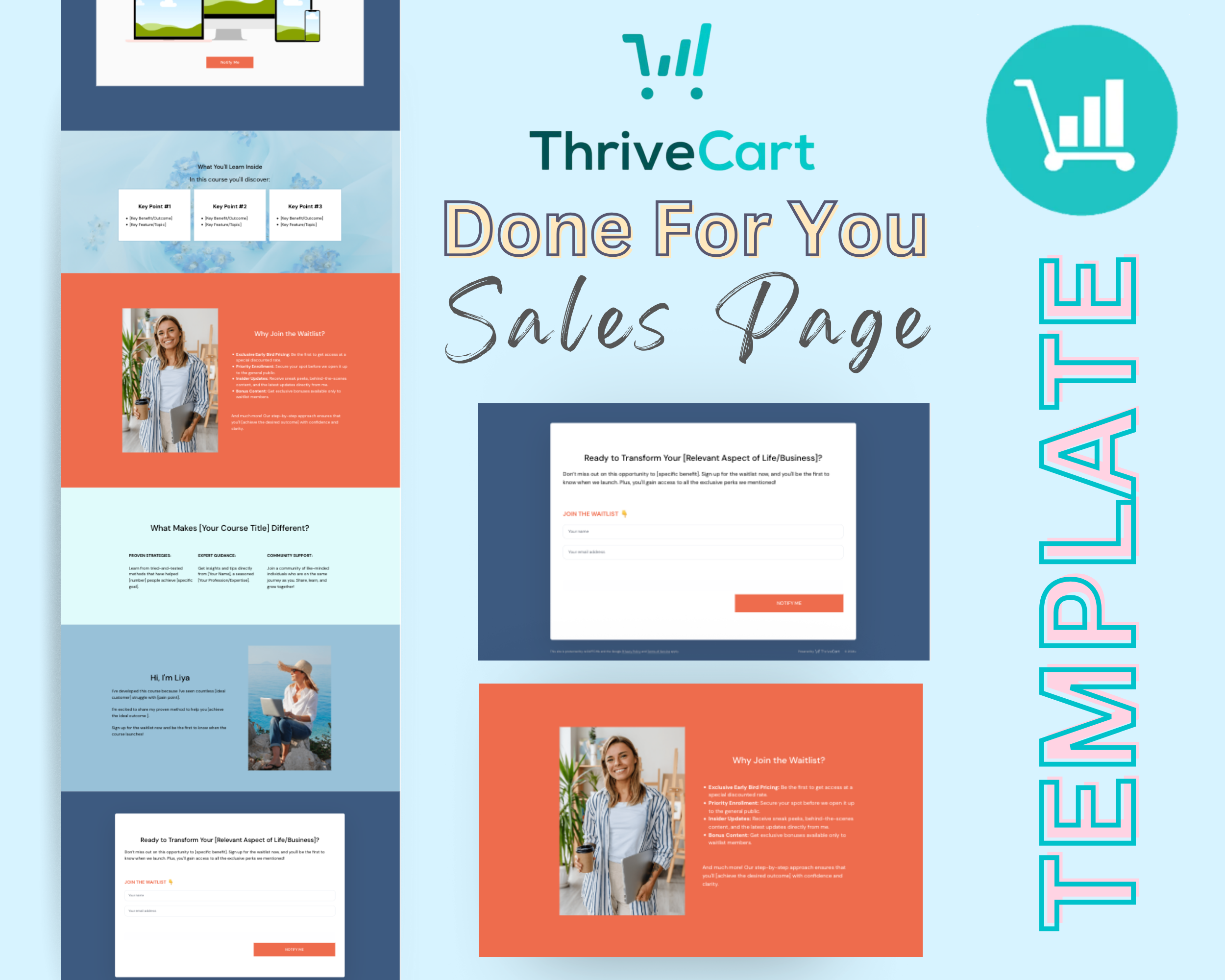 Waitlist in Blue Sales Page Template in ThriveCart